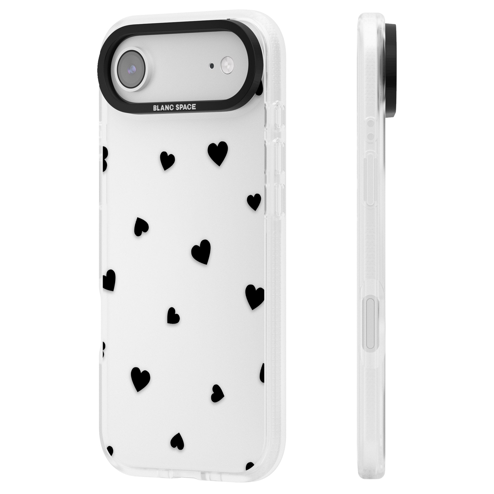 Black Hearts iPhone 17 Air Impact Air Clear Phone Case Side Profile