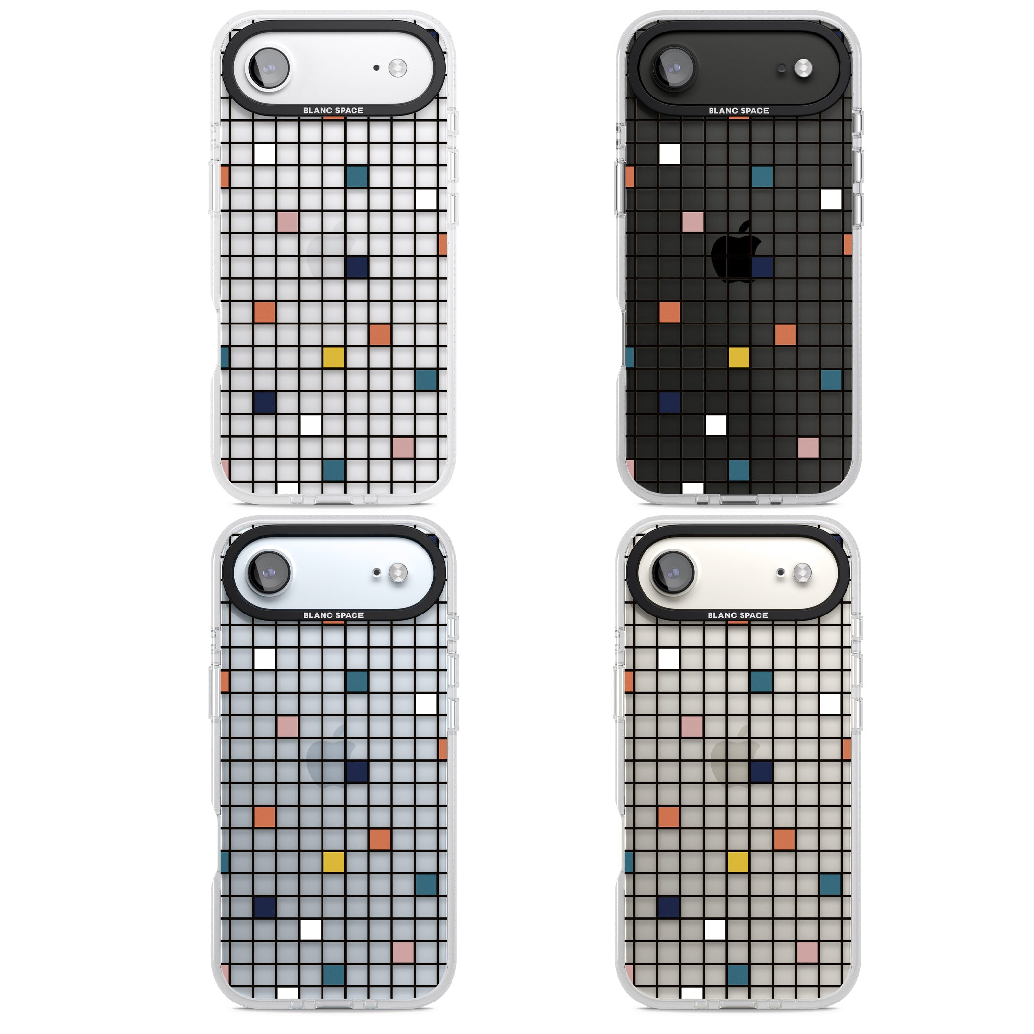 Earthtone Clear Geometric Grid iPhone 17 Air Impact Air Clear Phone Case APT Impact Protection