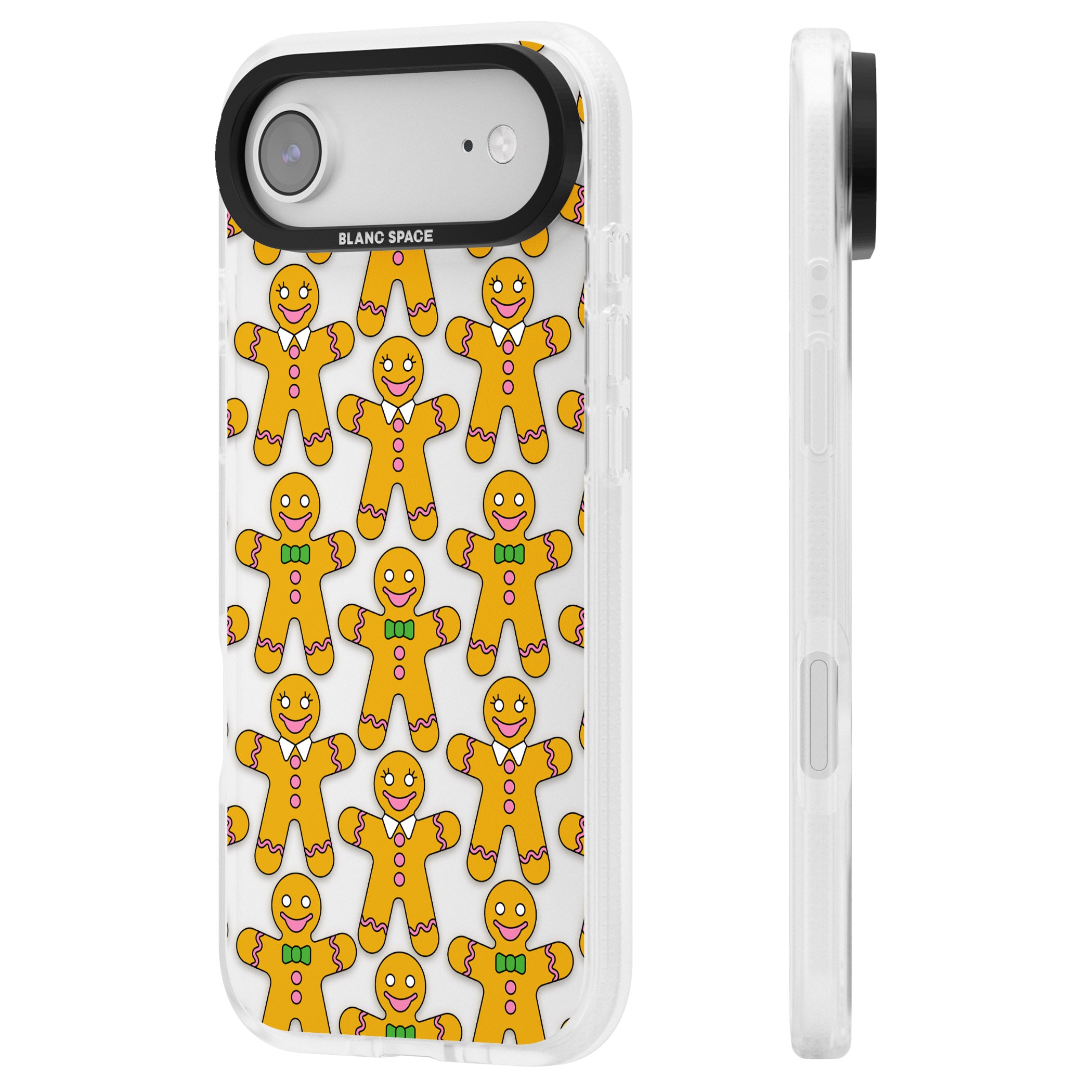 Gingerbread Cookie Pattern iPhone 17 Air Impact Air Clear Phone Case Side Profile