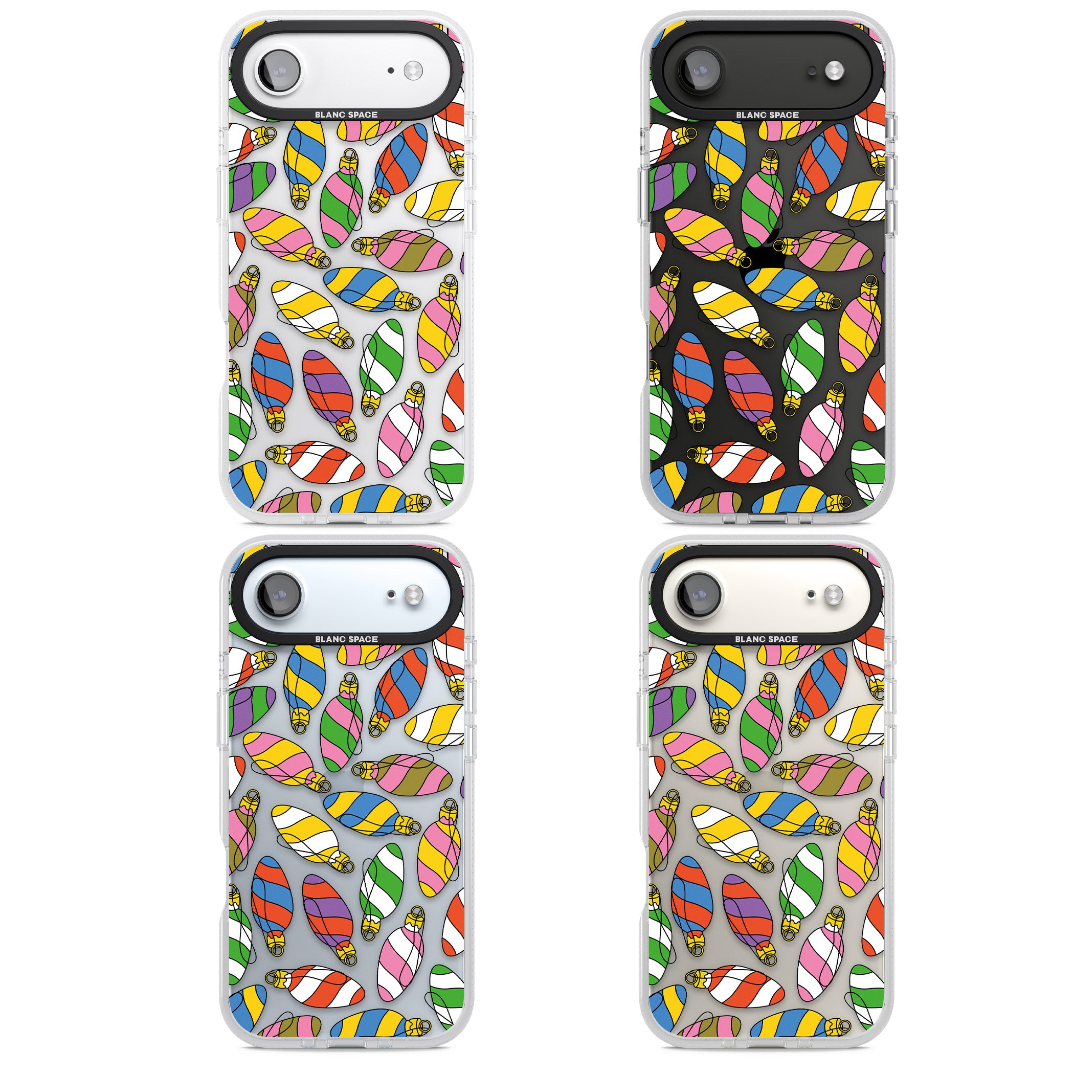 Colourful Holiday Ornaments iPhone 17 Air Impact Air Clear Phone Case APT Impact Protection