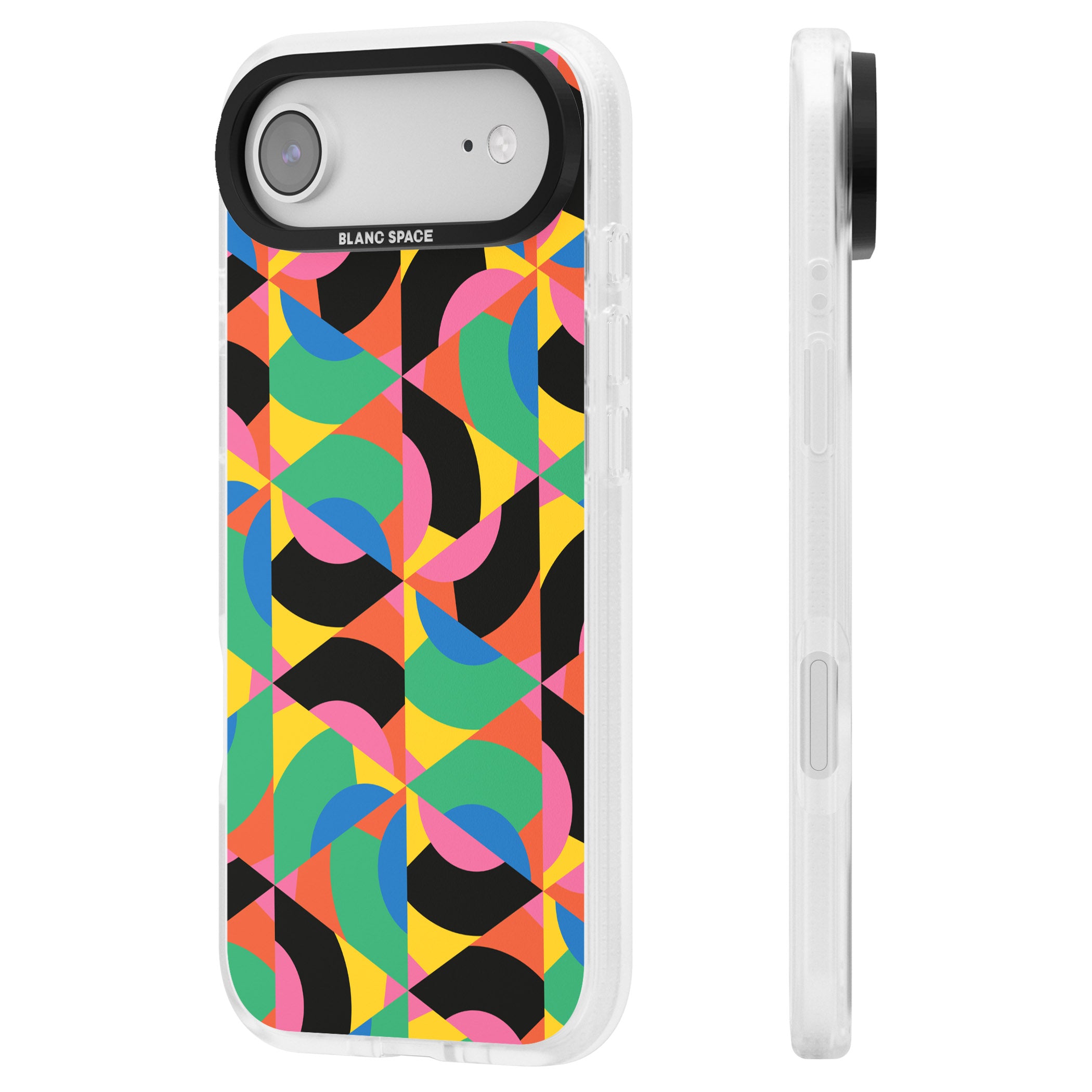Abstract Carnival iPhone 17 Air Impact Air Clear Phone Case Side Profile