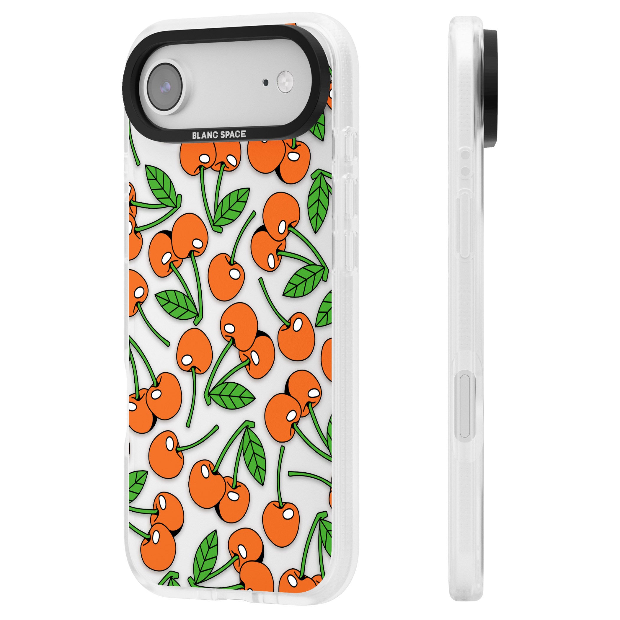 Orchard Fresh Cherries iPhone 17 Air Impact Air Clear Phone Case Side Profile
