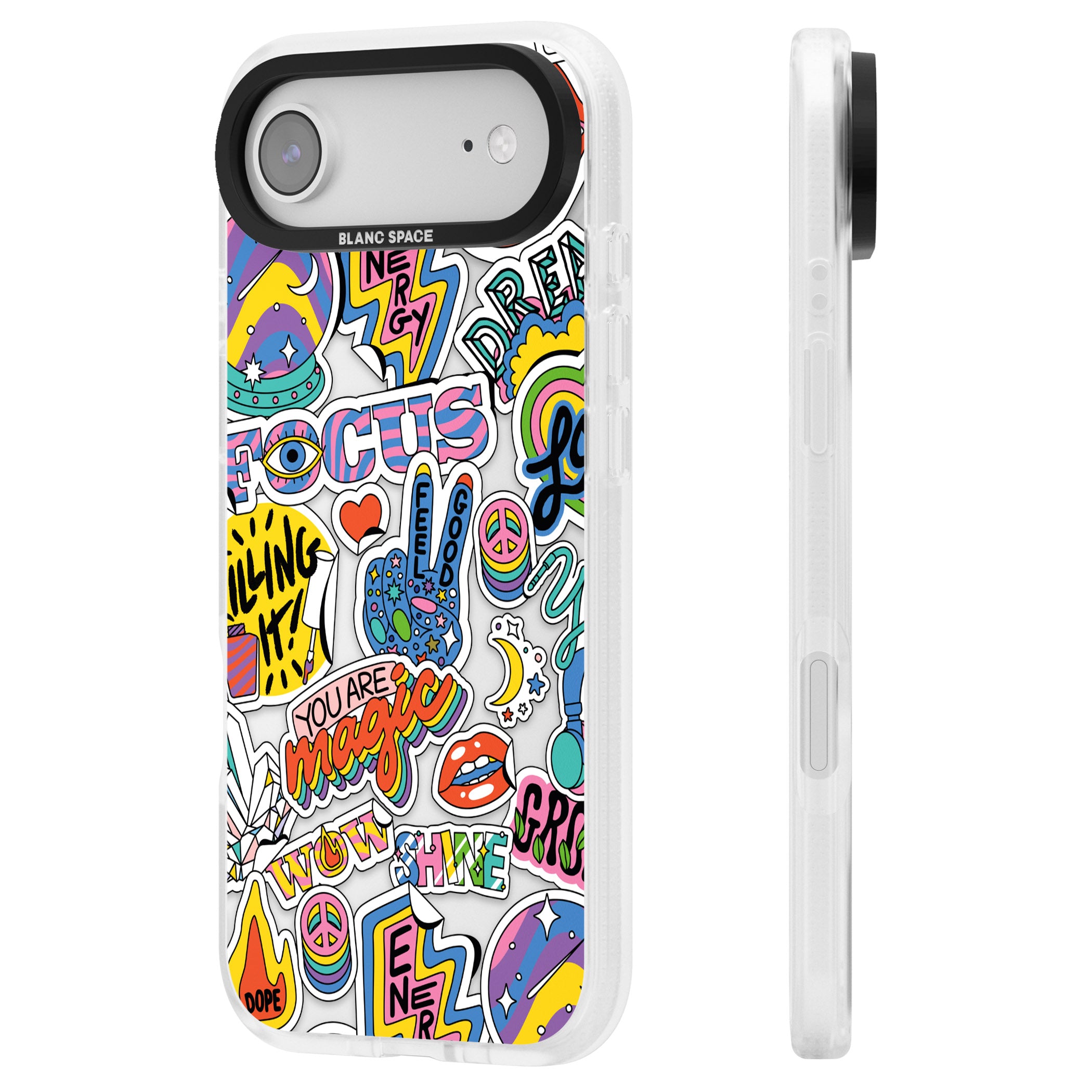 Magic Sticker Collage iPhone 17 Air Impact Air Clear Phone Case Side Profile