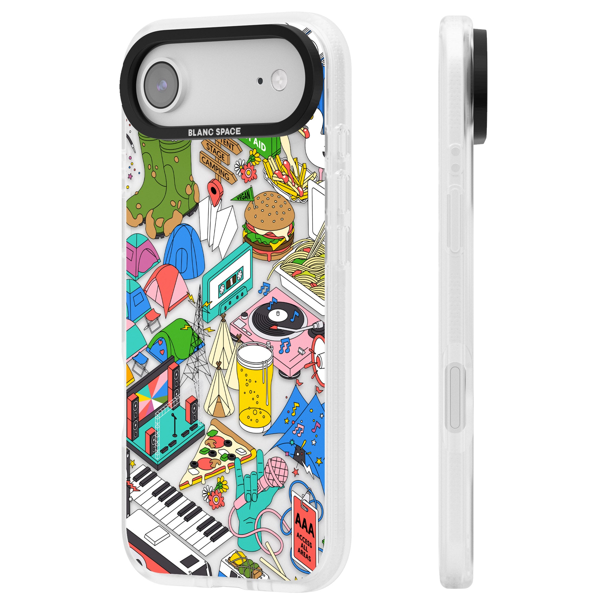 Festival Frenzy iPhone 17 Air Impact Air Clear Phone Case Side Profile
