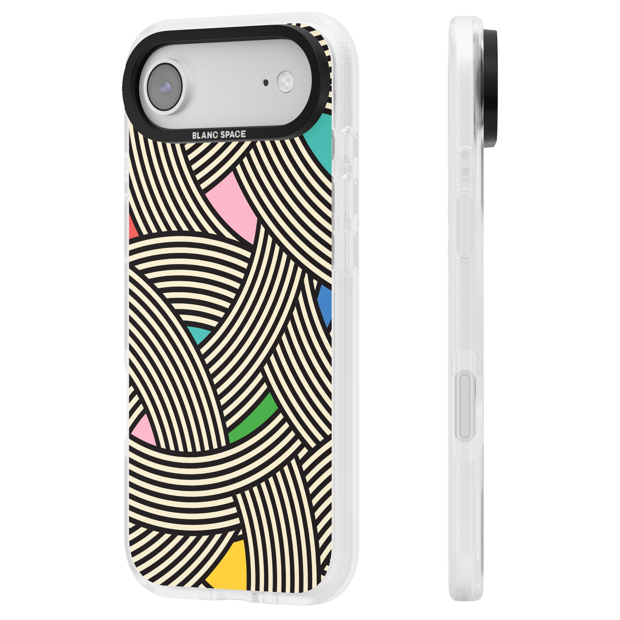 Multicolour Optic Waves iPhone 17 Air Impact Air Clear Phone Case Side Profile