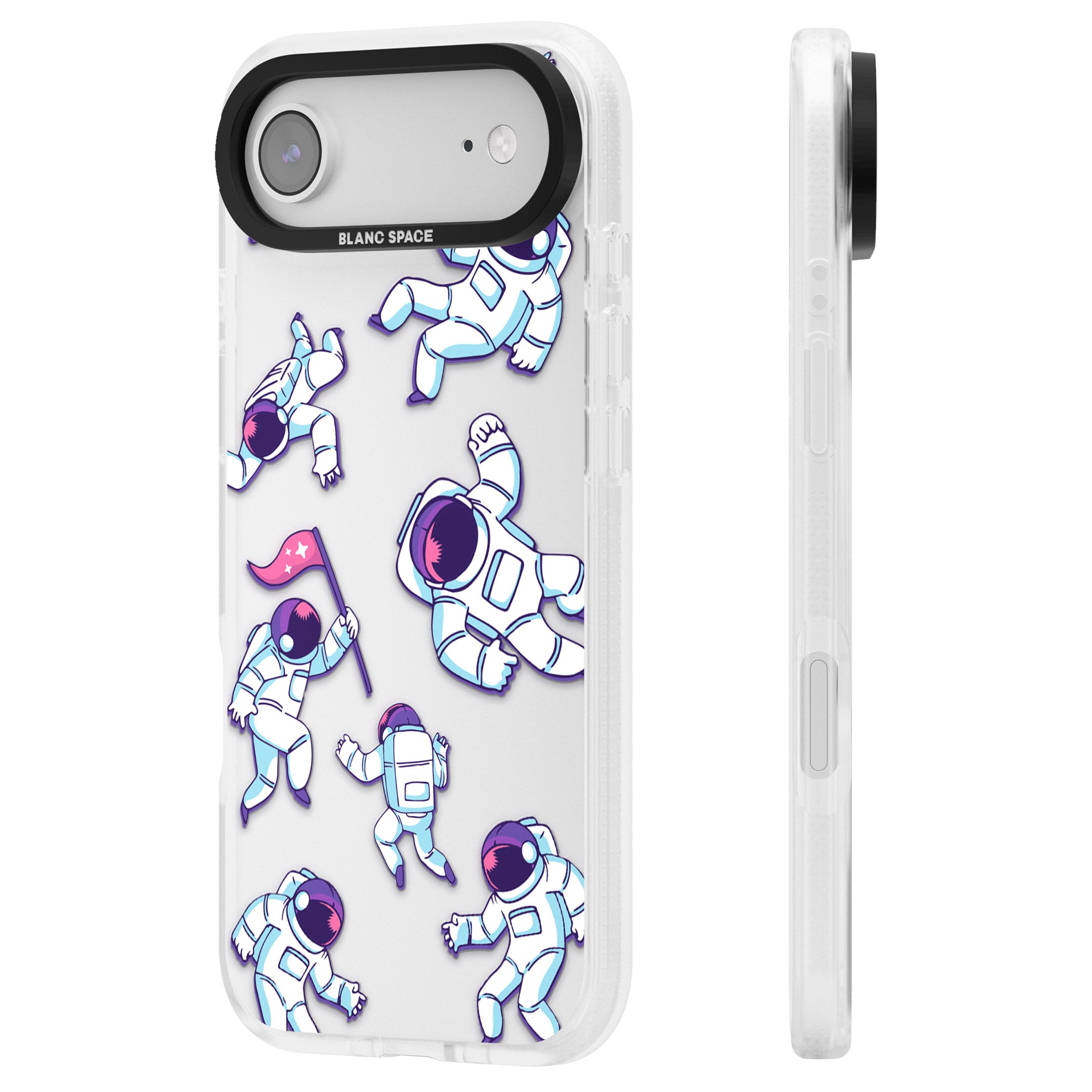 Astronaut Pattern iPhone 17 Air Impact Air Clear Phone Case Side Profile