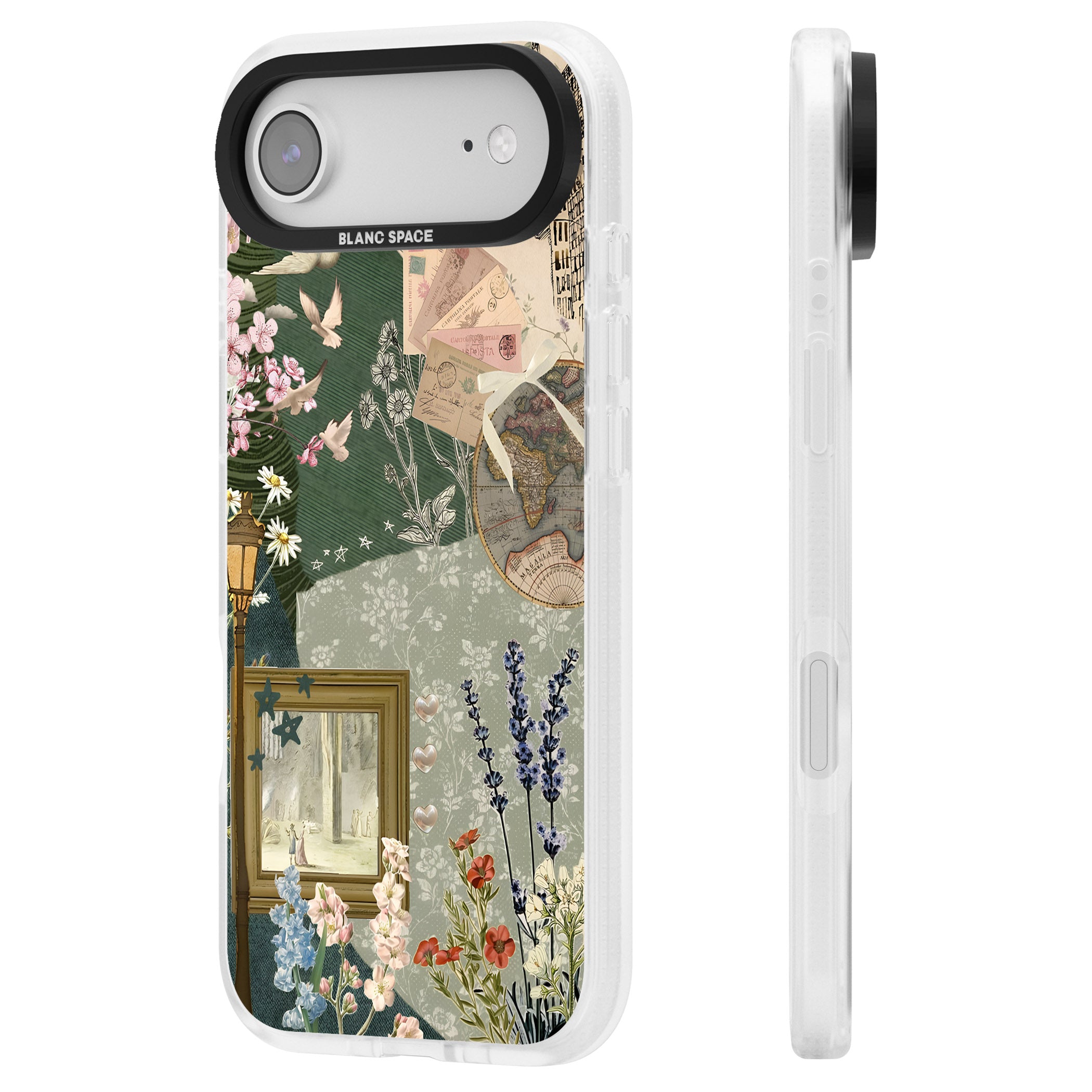 Vintage Spring Collage iPhone 17 Air Impact Air Clear Phone Case Side Profile