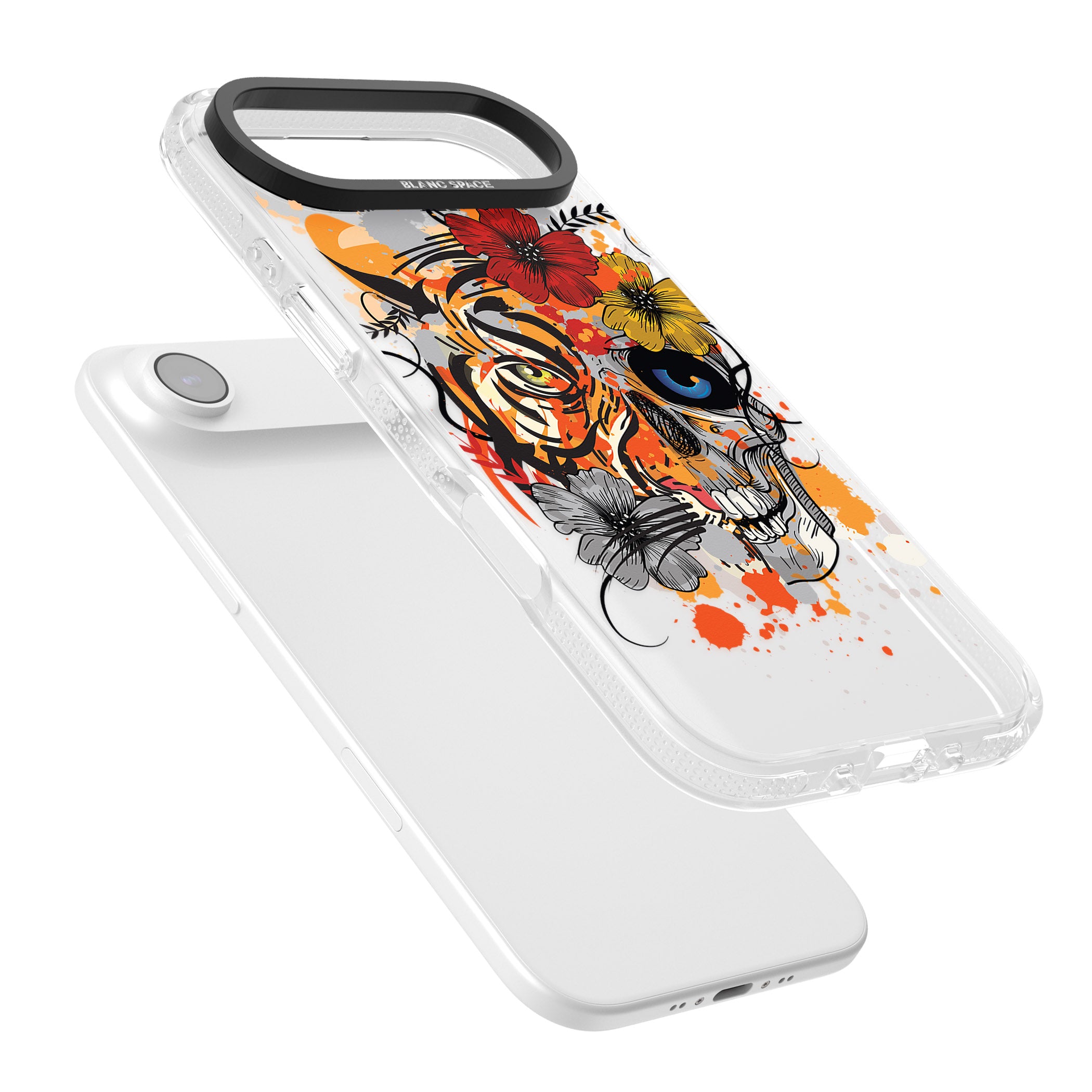 Sugar Skull Tiger Floral iPhone 17 Air Impact Air Clear Phone Case Colours