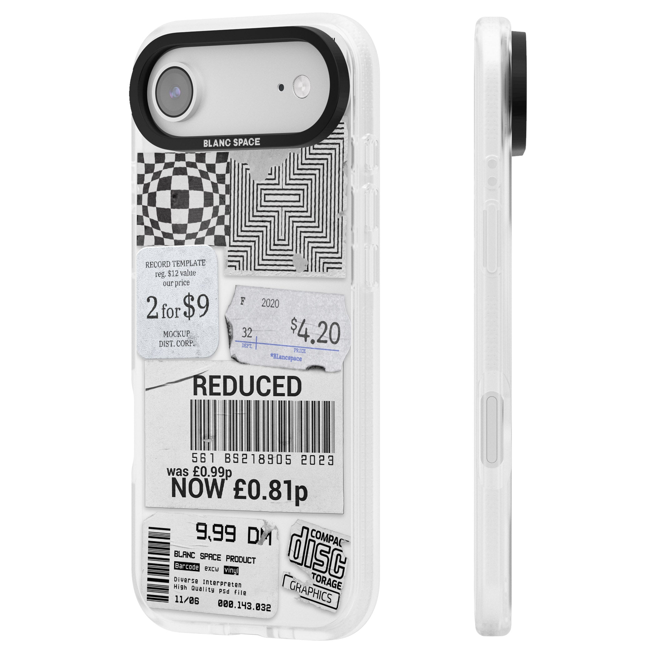 White Sticker Mix iPhone 17 Air Impact Air Clear Phone Case Side Profile