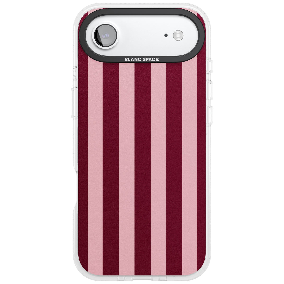 Bordeaux Belle preppy iPhone case featuring bold vertical stripes in burgundy and soft blush pink iPhone Air / iPhone 17 Air Impact Air Phone Case front