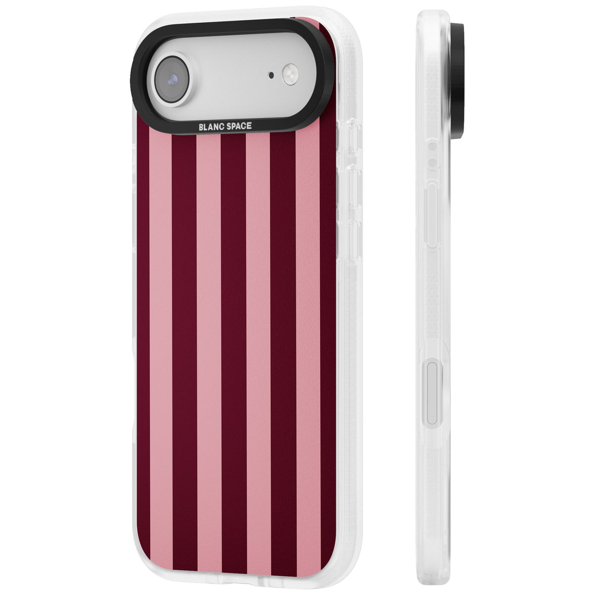 Bordeaux Belle preppy iPhone case featuring bold vertical stripes in burgundy and soft blush pink iPhone Air / iPhone 17 Air Impact Air Phone Case side