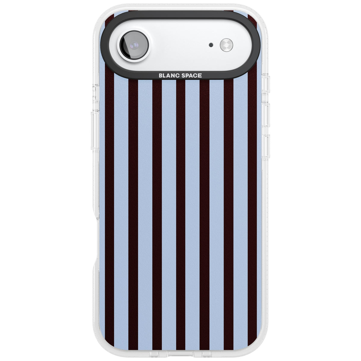 Blackcurrant Stripe preppy iPhone case featuring vertical burgundy and light blue stripes in a classic pinstripe layout iPhone Air / iPhone 17 Air Impact Air Phone Case front