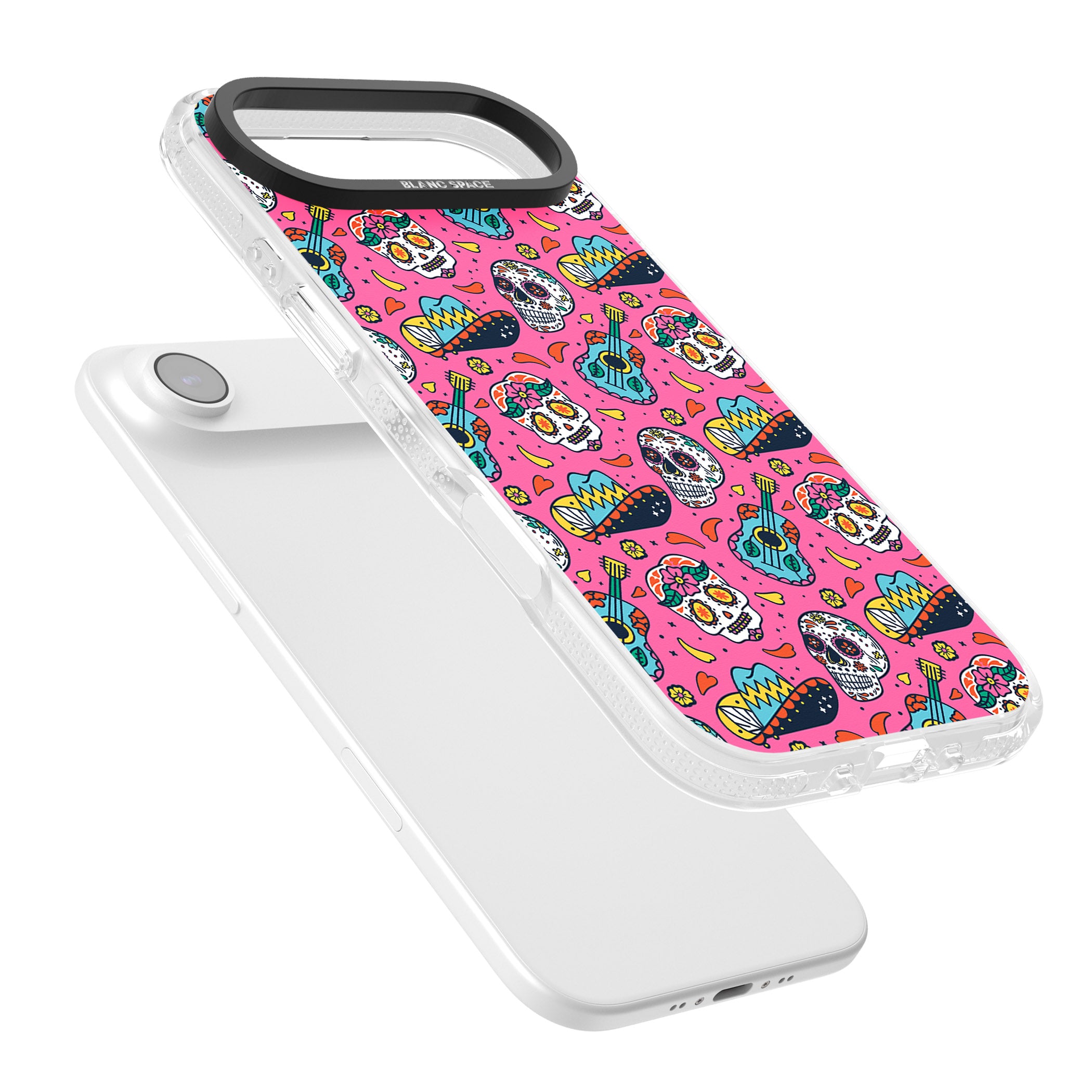Pink Day Of The Dead Pattern iPhone 17 Air Impact Air Clear Phone Case Colours
