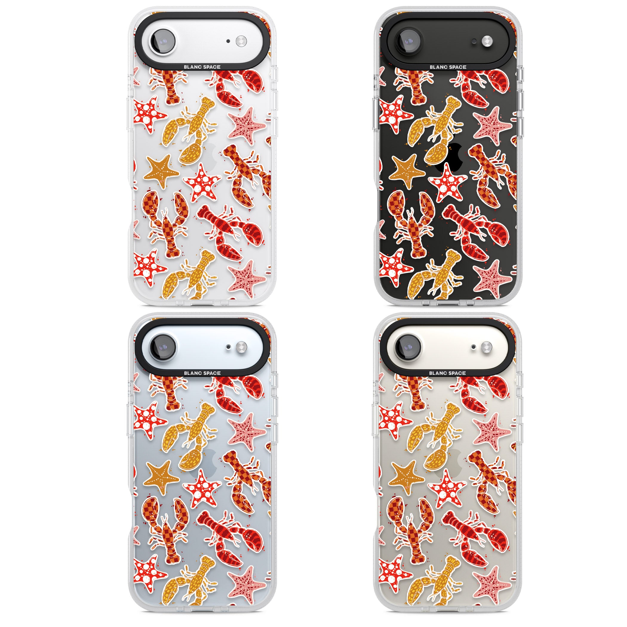 Lobster & Starfish Coastal Pattern iPhone 17 Air Impact Air Clear Phone Case APT Impact Protection