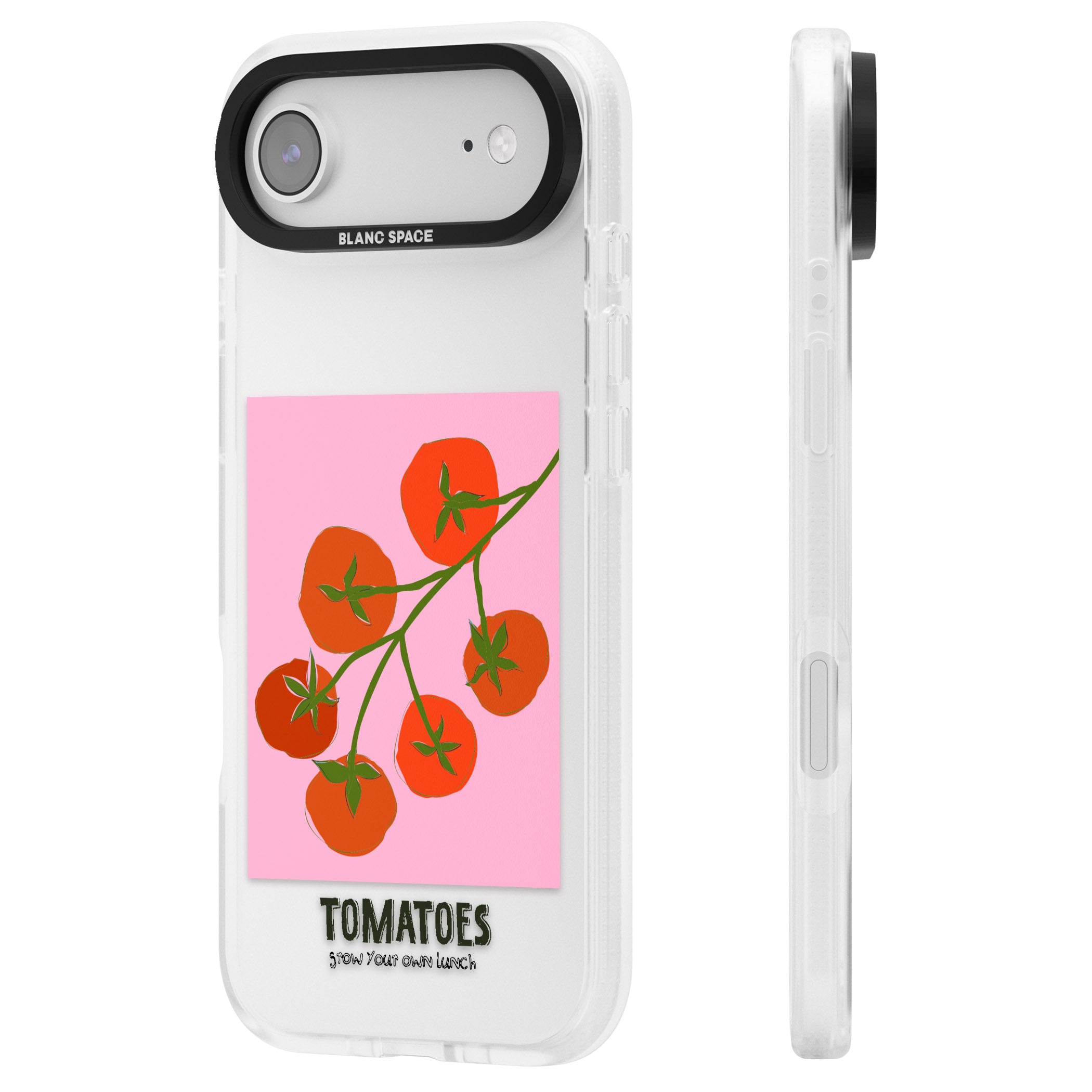 Own Tomatoes iPhone 17 Air Impact Air Clear Phone Case Side Profile
