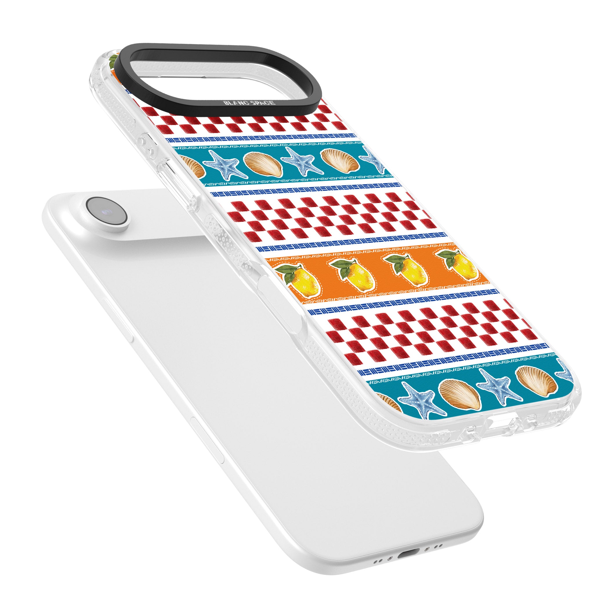 Coastal Italian Check Pattern iPhone 17 Air Impact Air Clear Phone Case Colours
