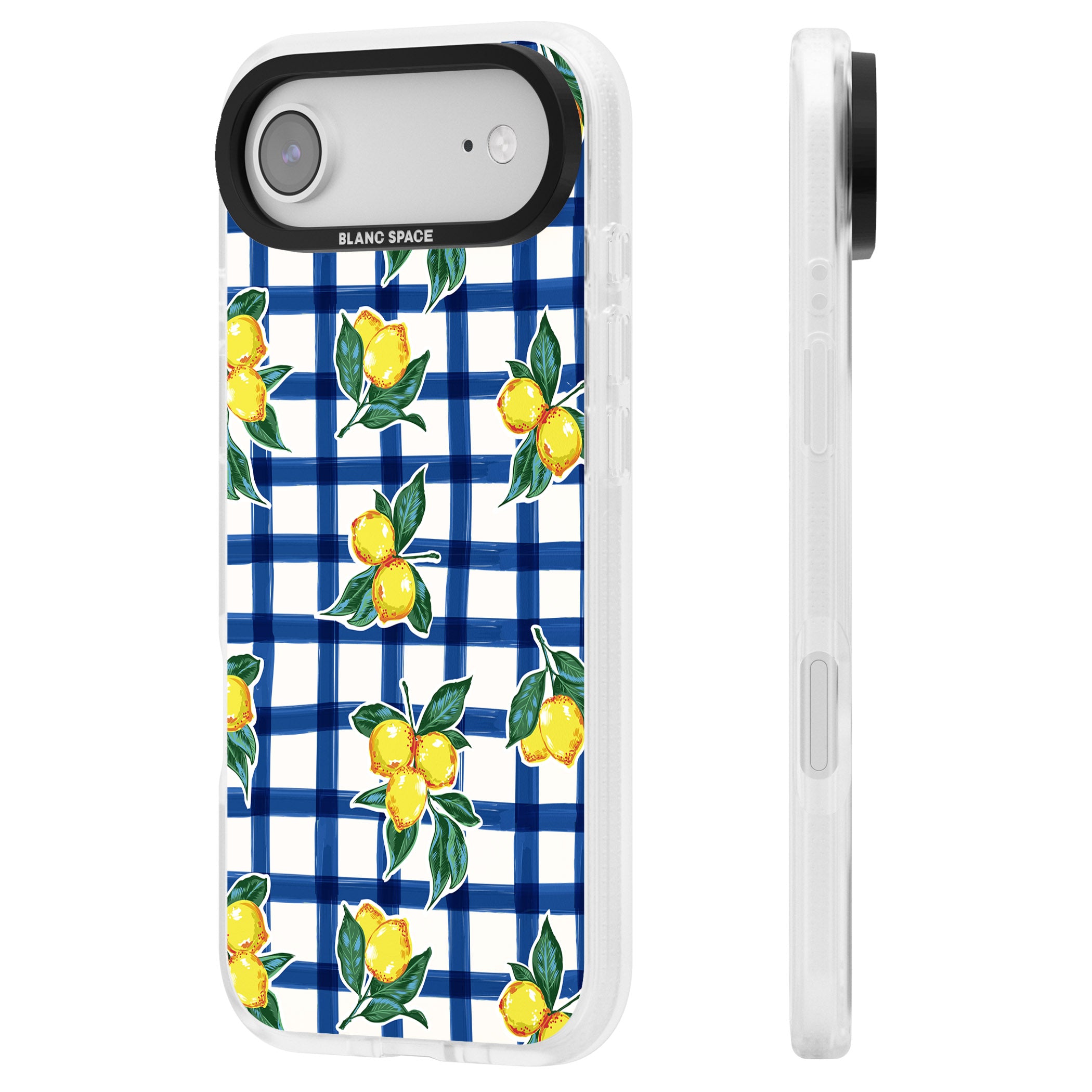 Lemon Gingham iPhone 17 Air Impact Air Clear Phone Case Side Profile