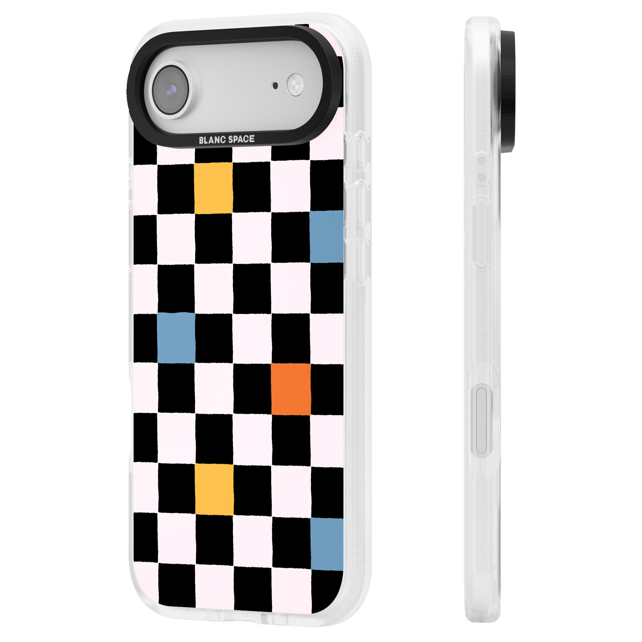Vibrant Retro Checkered iPhone 17 Air Impact Air Clear Phone Case Side Profile