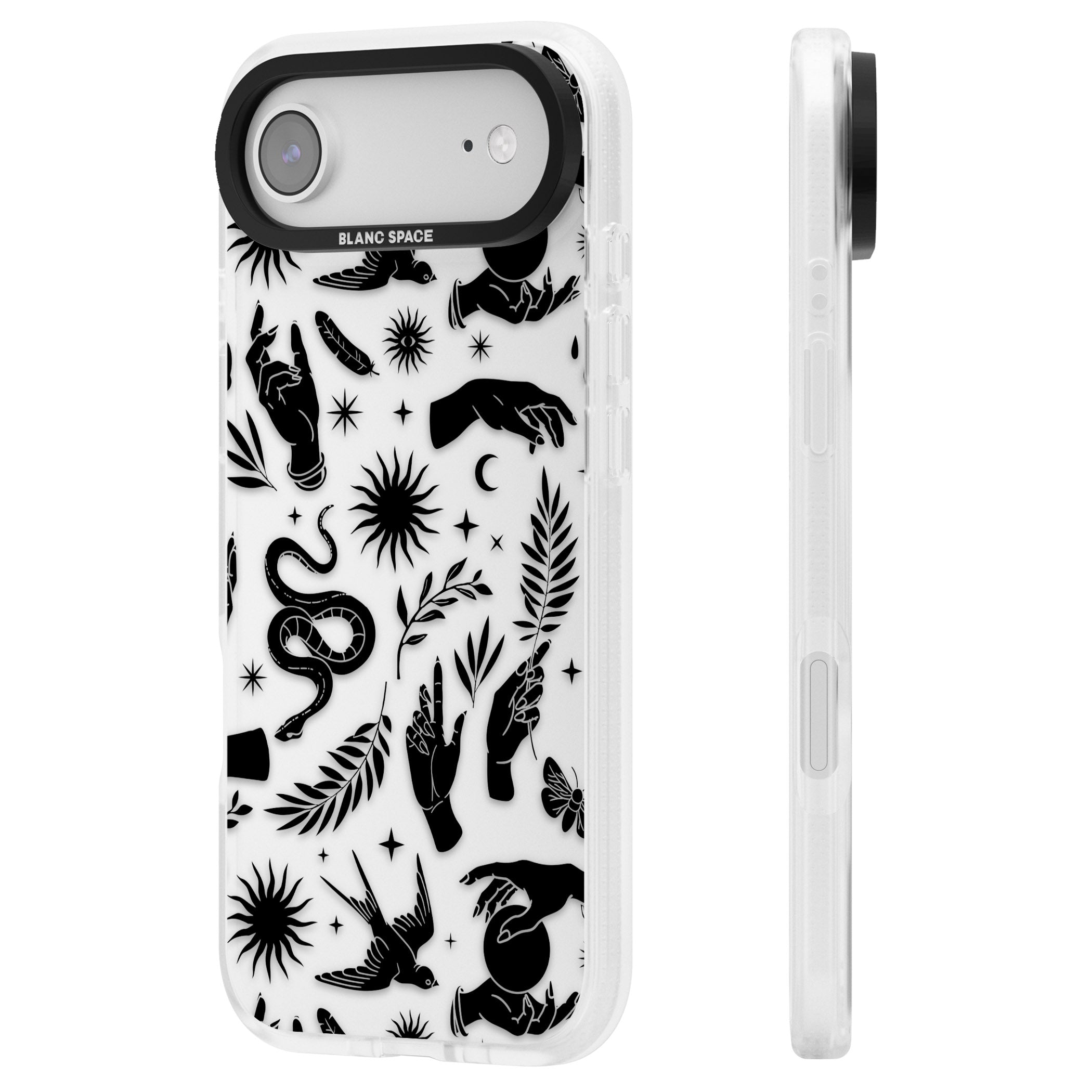 Celestial Pattern (Black) iPhone 17 Air Impact Air Clear Phone Case Side Profile