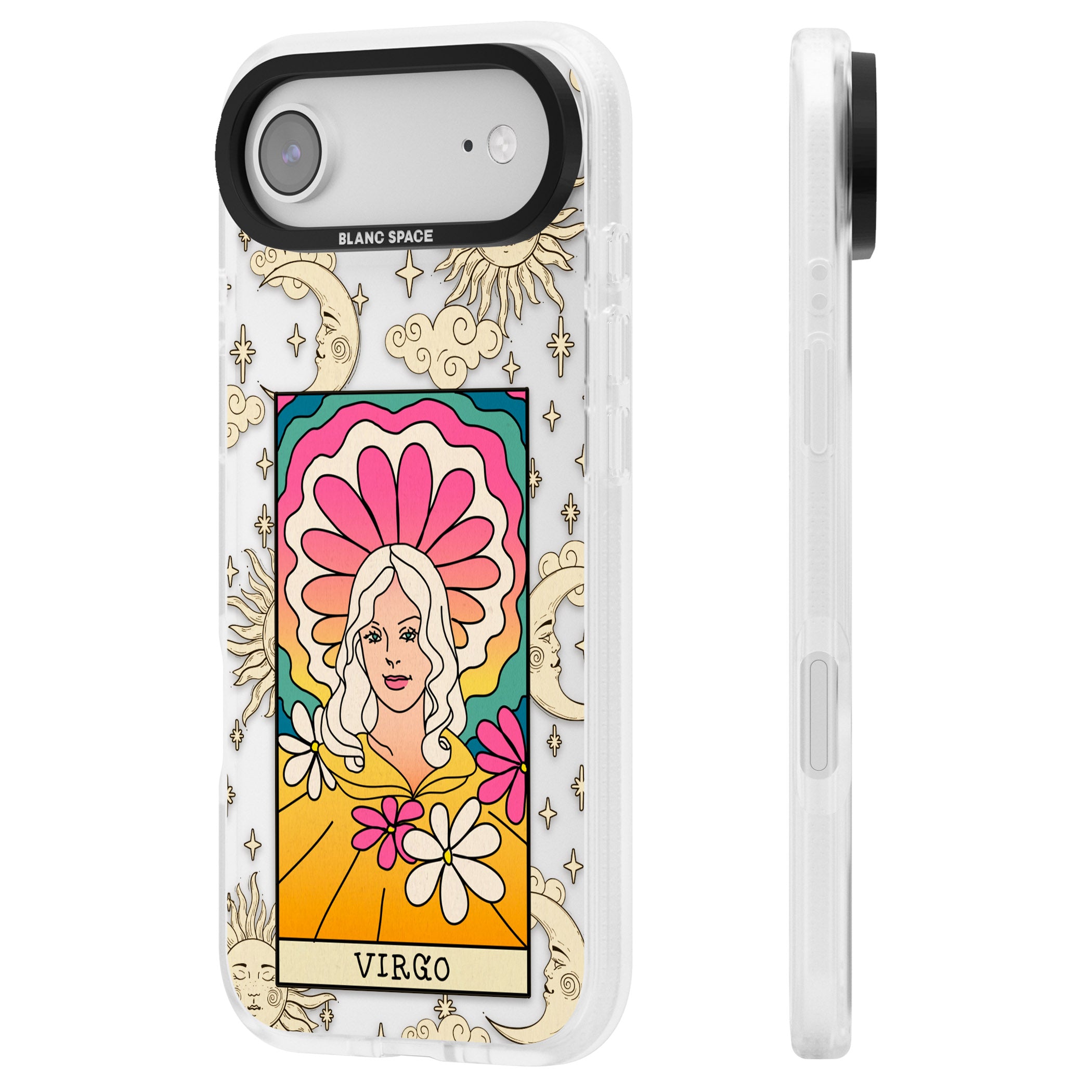 Celestial Zodiac Virgo iPhone 17 Air Impact Air Clear Phone Case Side Profile