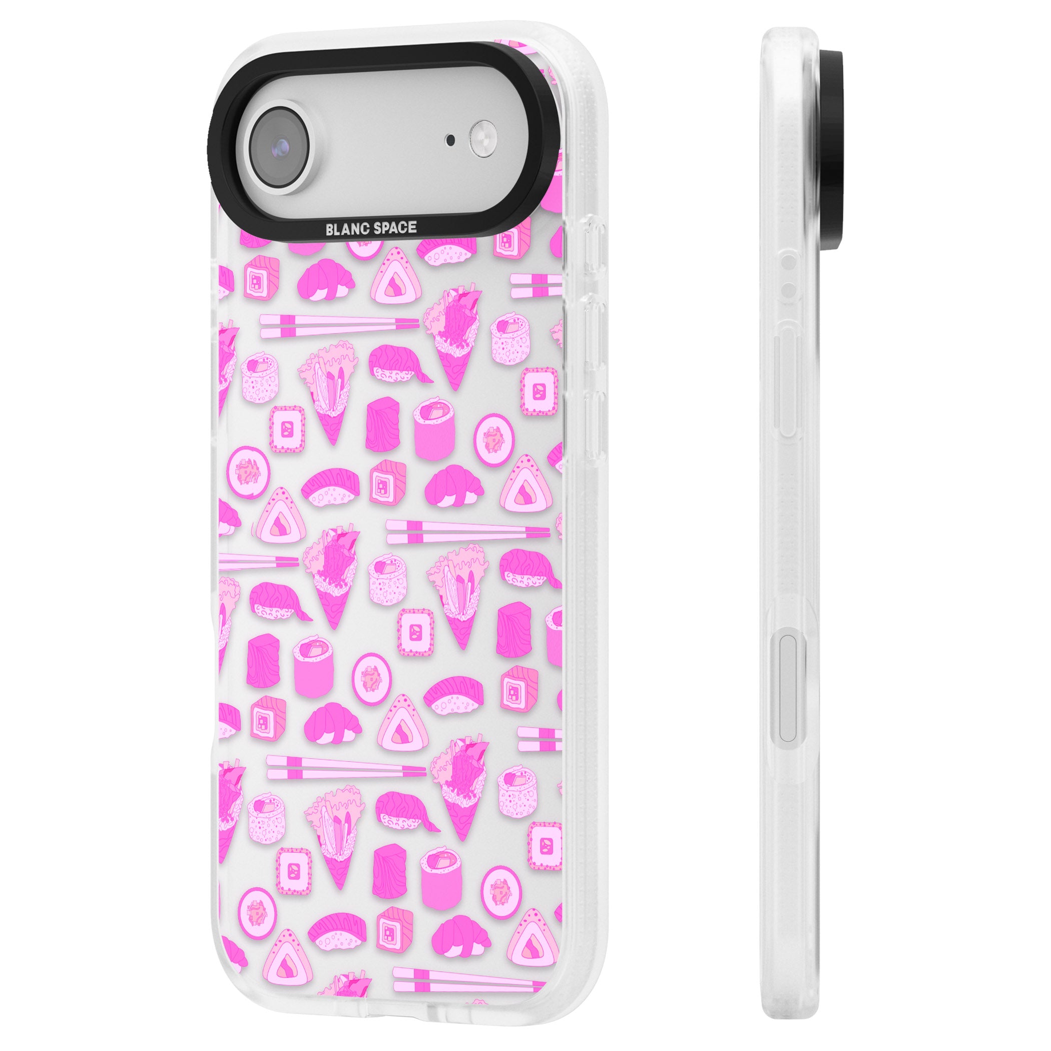 Pink Sushi Pop iPhone 17 Air Impact Air Clear Phone Case Side Profile