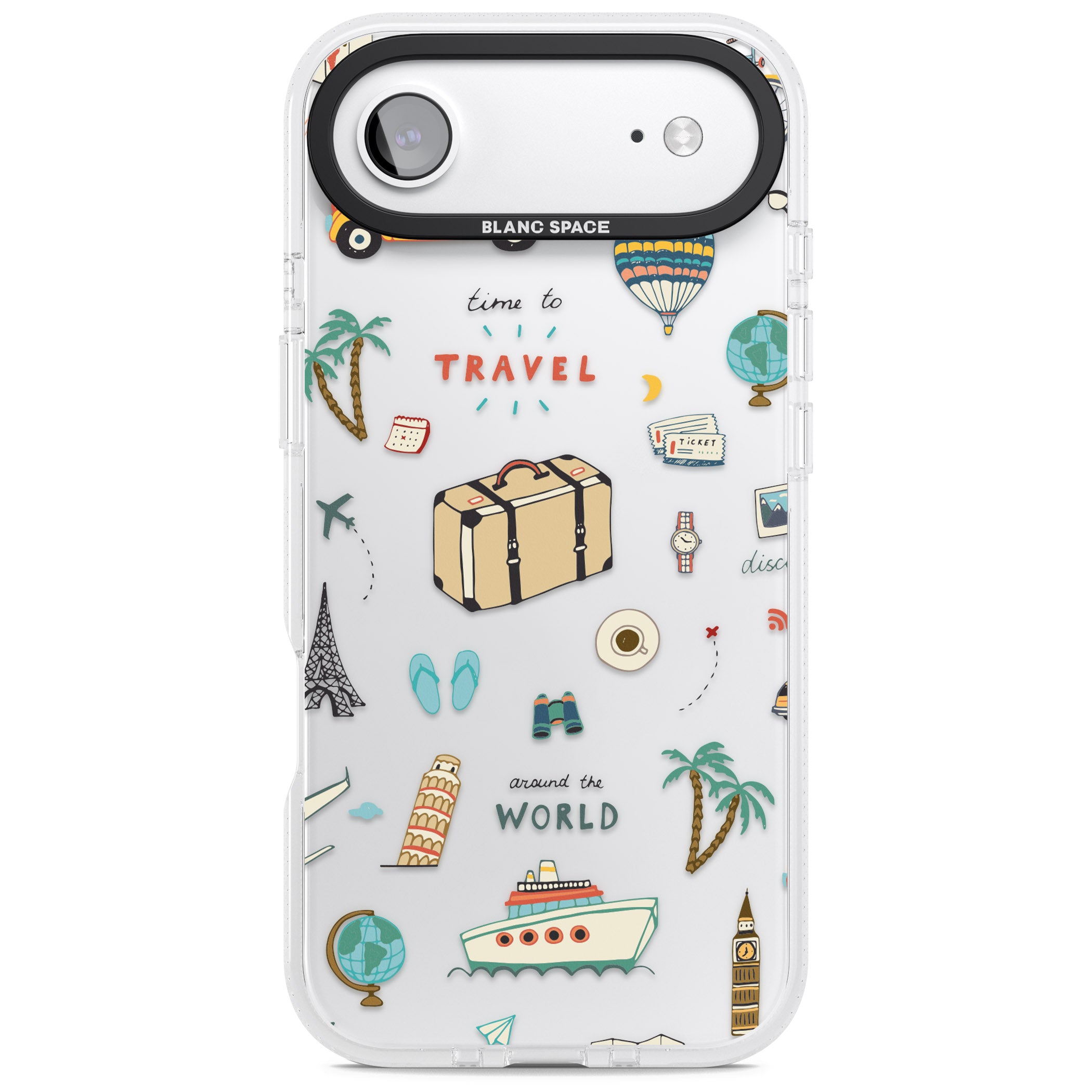 Cute Travel Pattern Transparent iPhone 17 Air Impact Air Clear Phone Case