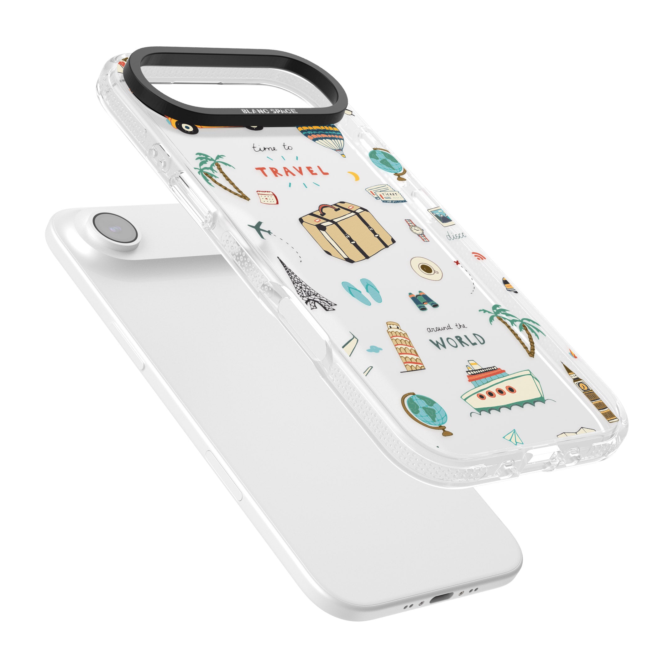 Cute Travel Pattern Transparent iPhone 17 Air Impact Air Clear Phone Case Colours