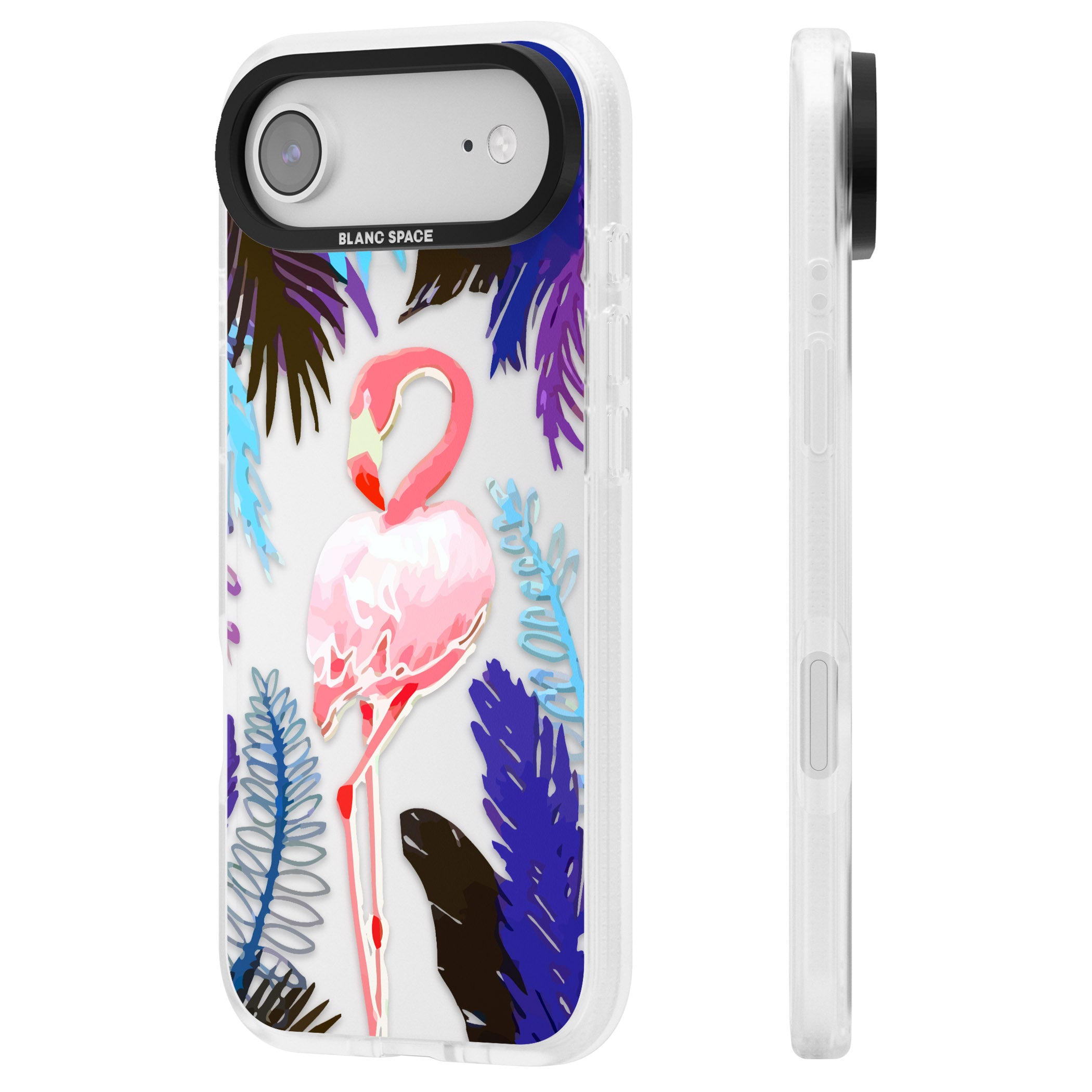 Tropical Flamingo iPhone 17 Air Impact Air Clear Phone Case Side Profile
