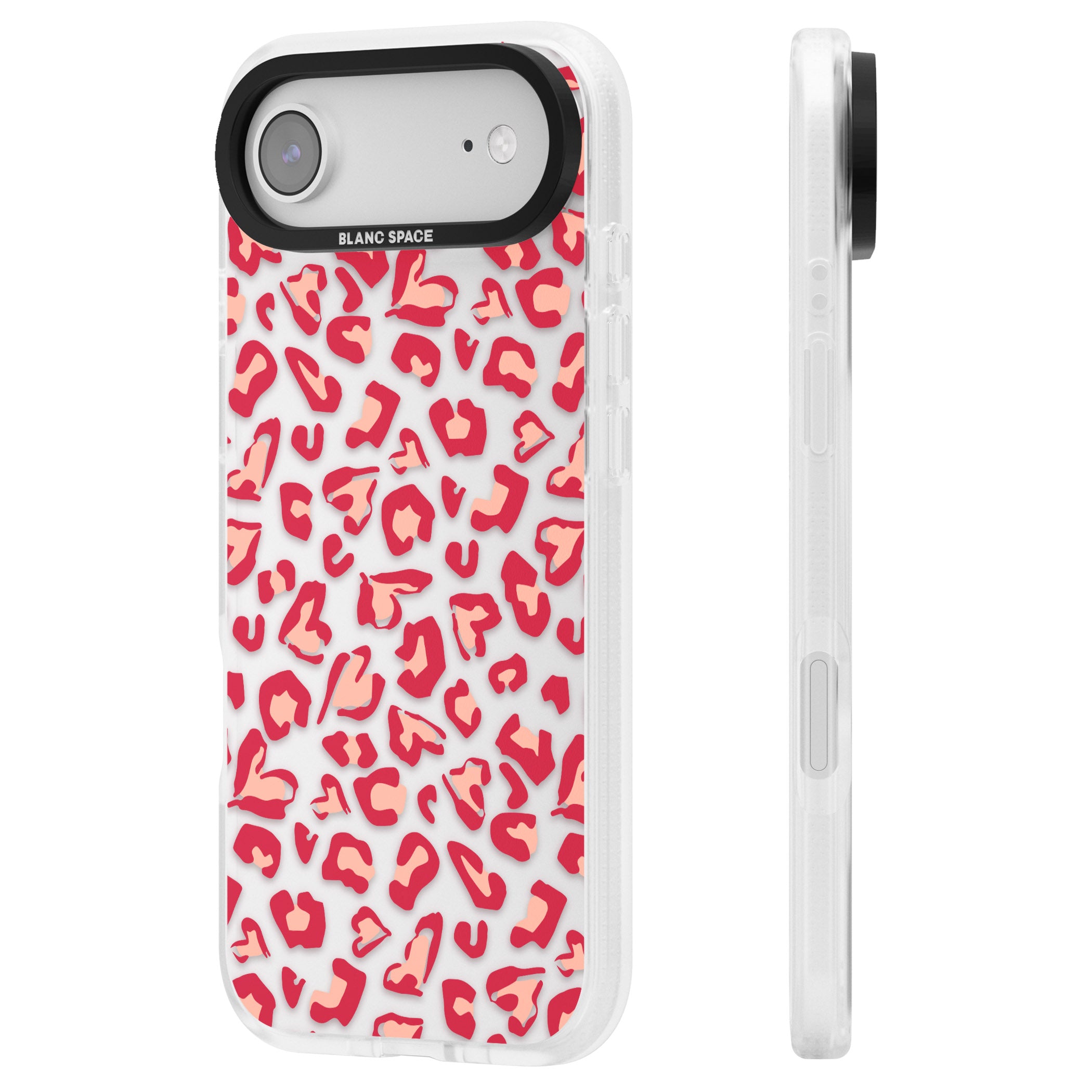Heart Leopard Print iPhone 17 Air Impact Air Clear Phone Case Side Profile