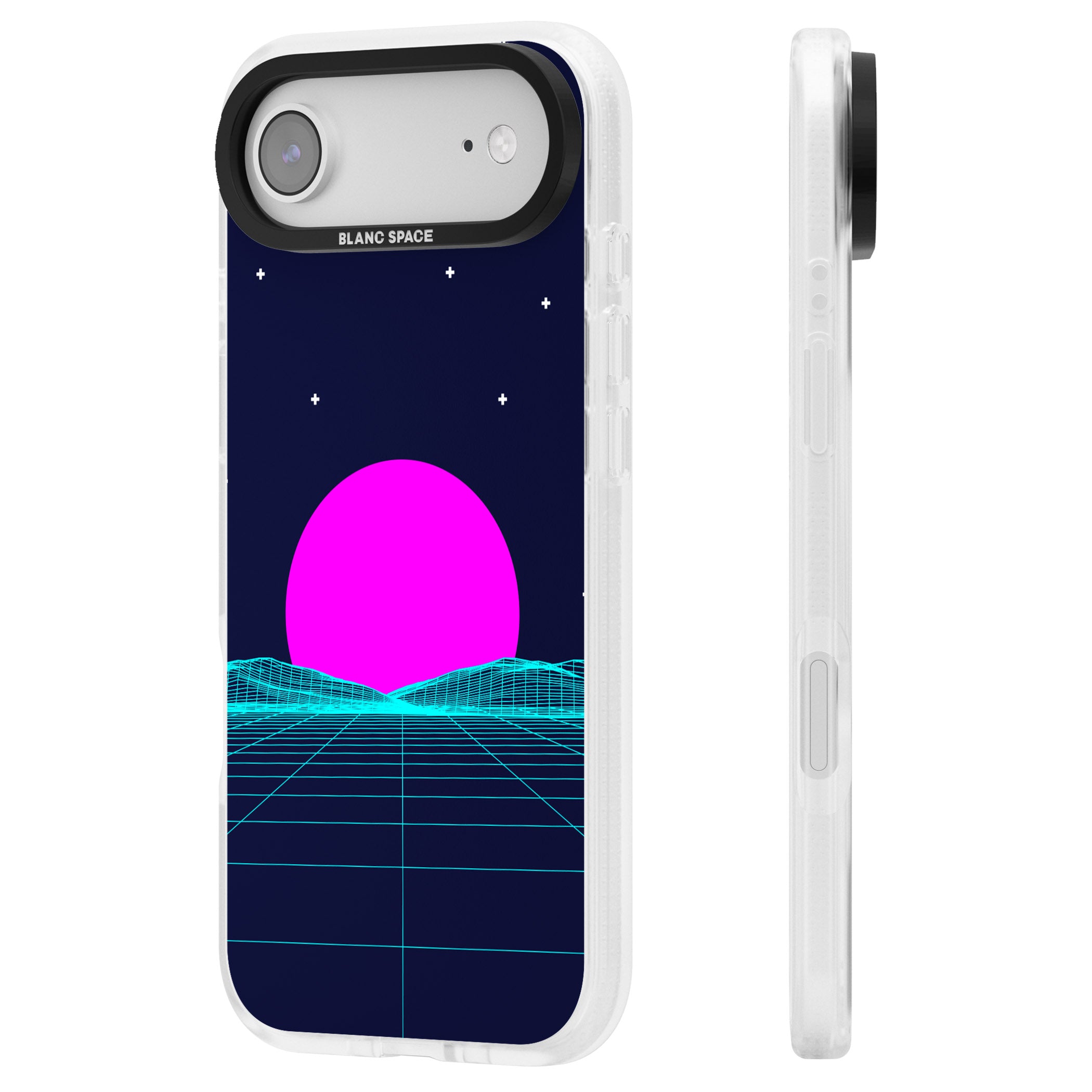 Miami Sunset Vaporwave iPhone 17 Air Impact Air Clear Phone Case Side Profile