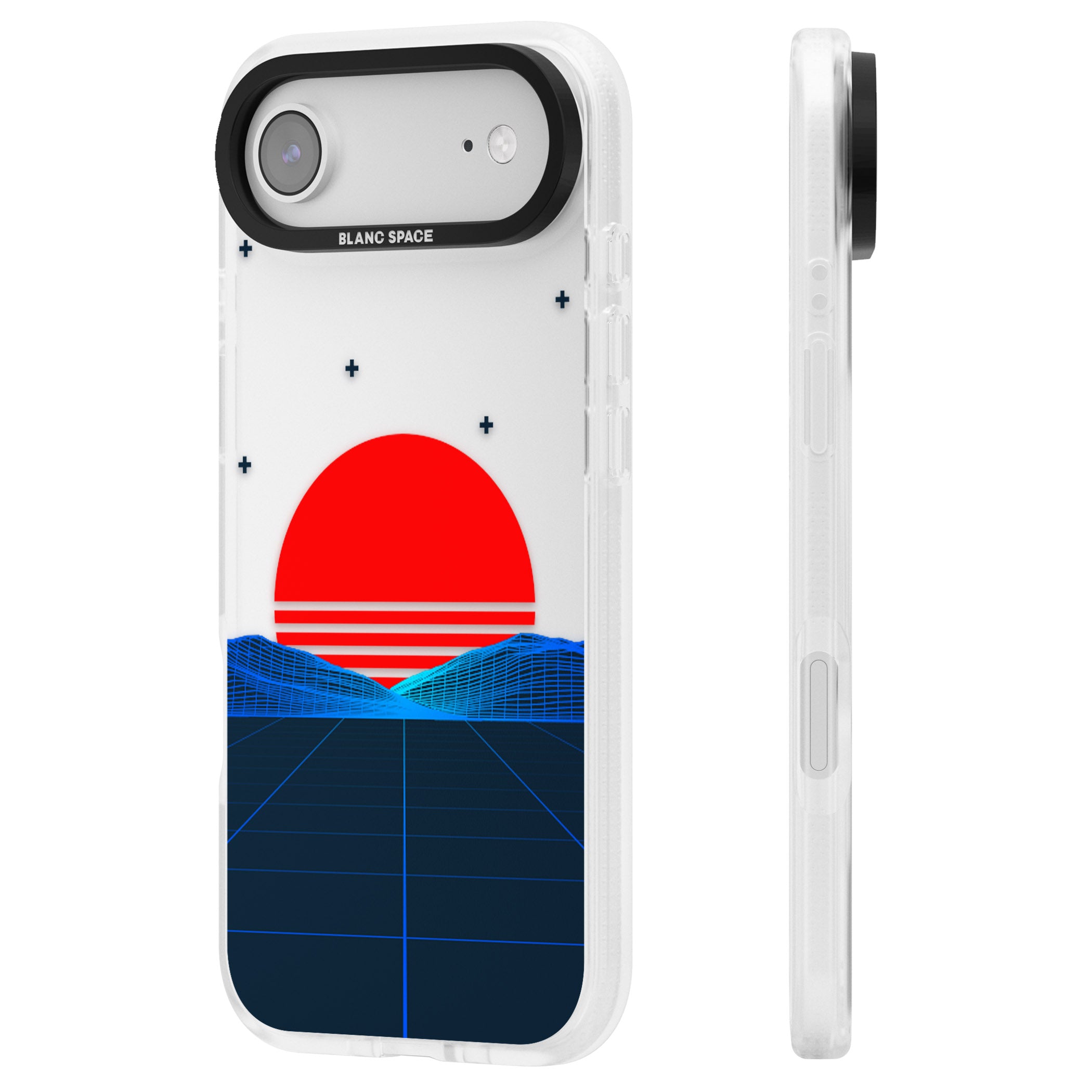 Japanese Sunset Vaporwave iPhone 17 Air Impact Air Clear Phone Case Side Profile