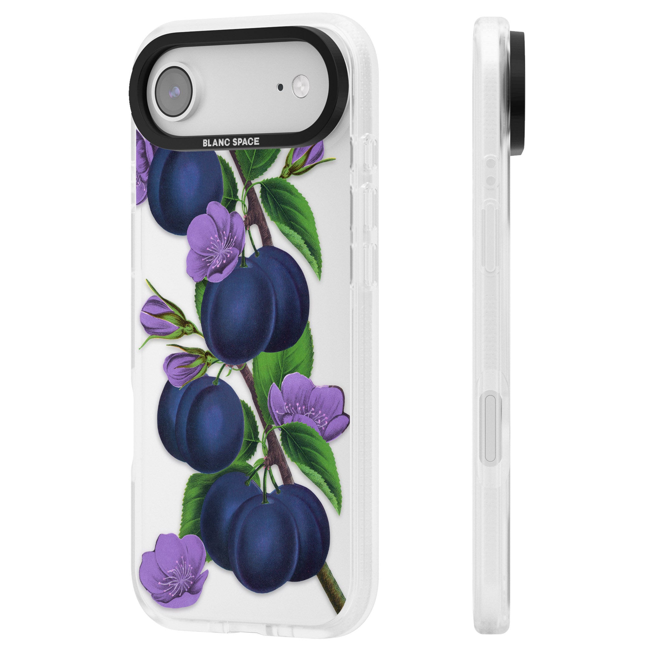 Vintage Painted Plums iPhone 17 Air Impact Air Clear Phone Case Side Profile
