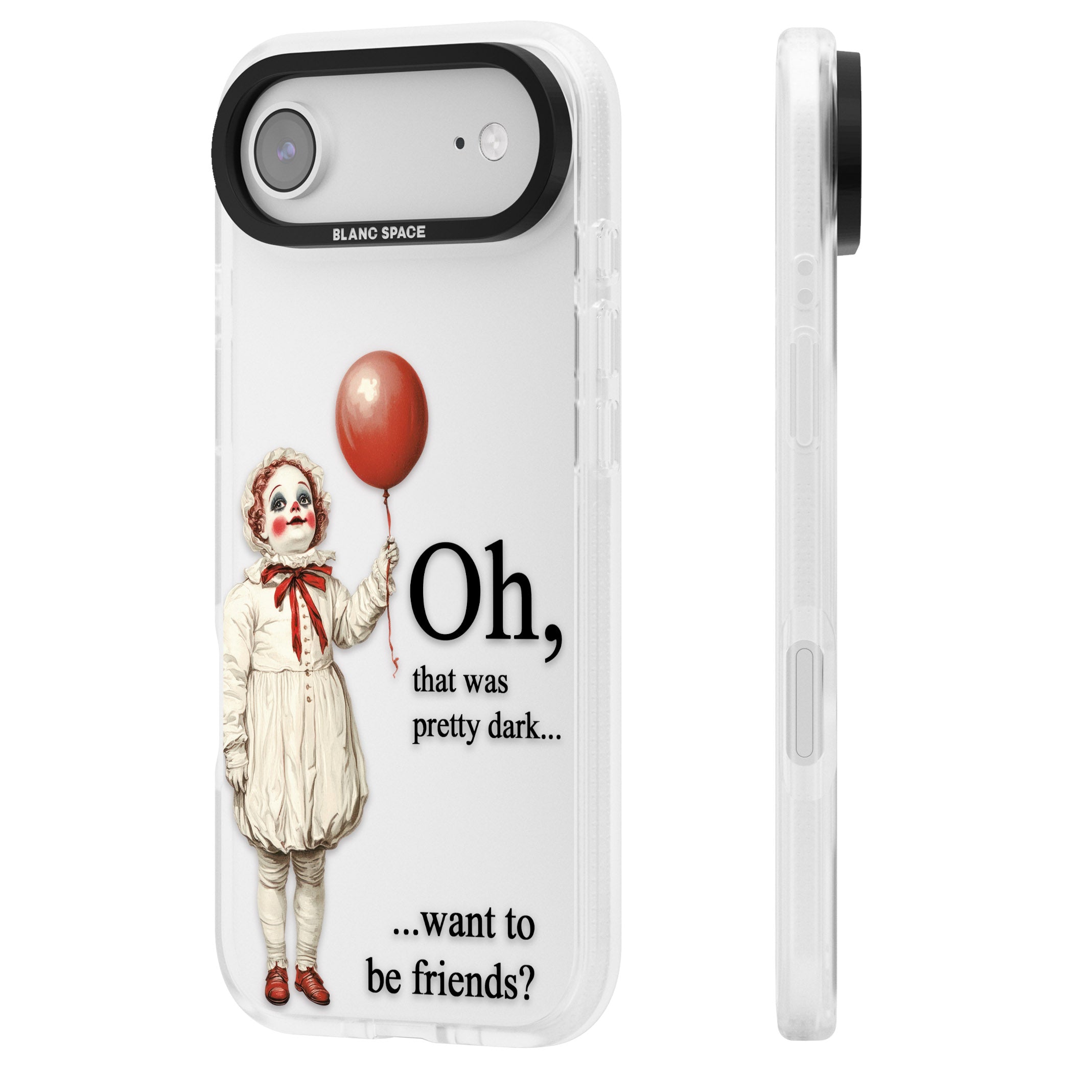 Want To Be Friends? iPhone 17 Air Impact Air Clear Phone Case Side Profile