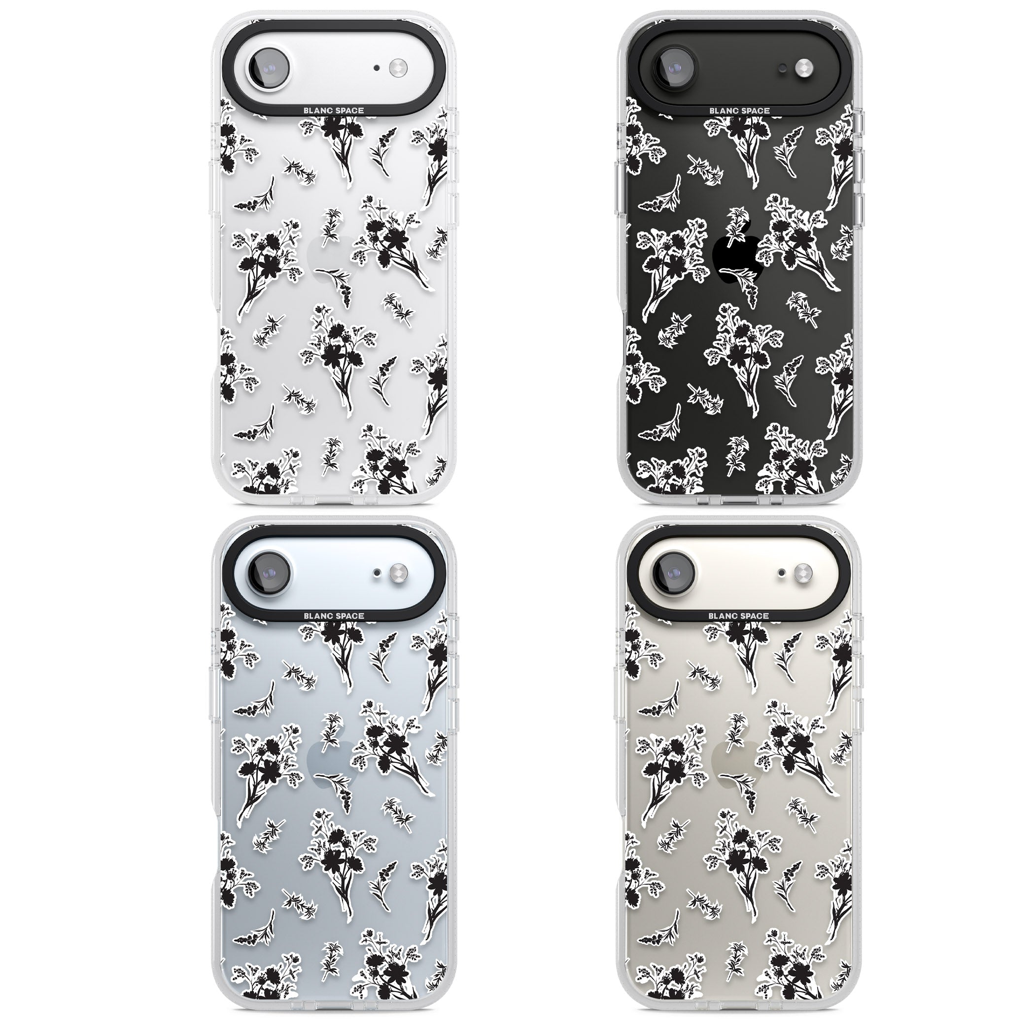 Black Sticker Wildflowers iPhone 17 Air Impact Air Clear Phone Case APT Impact Protection