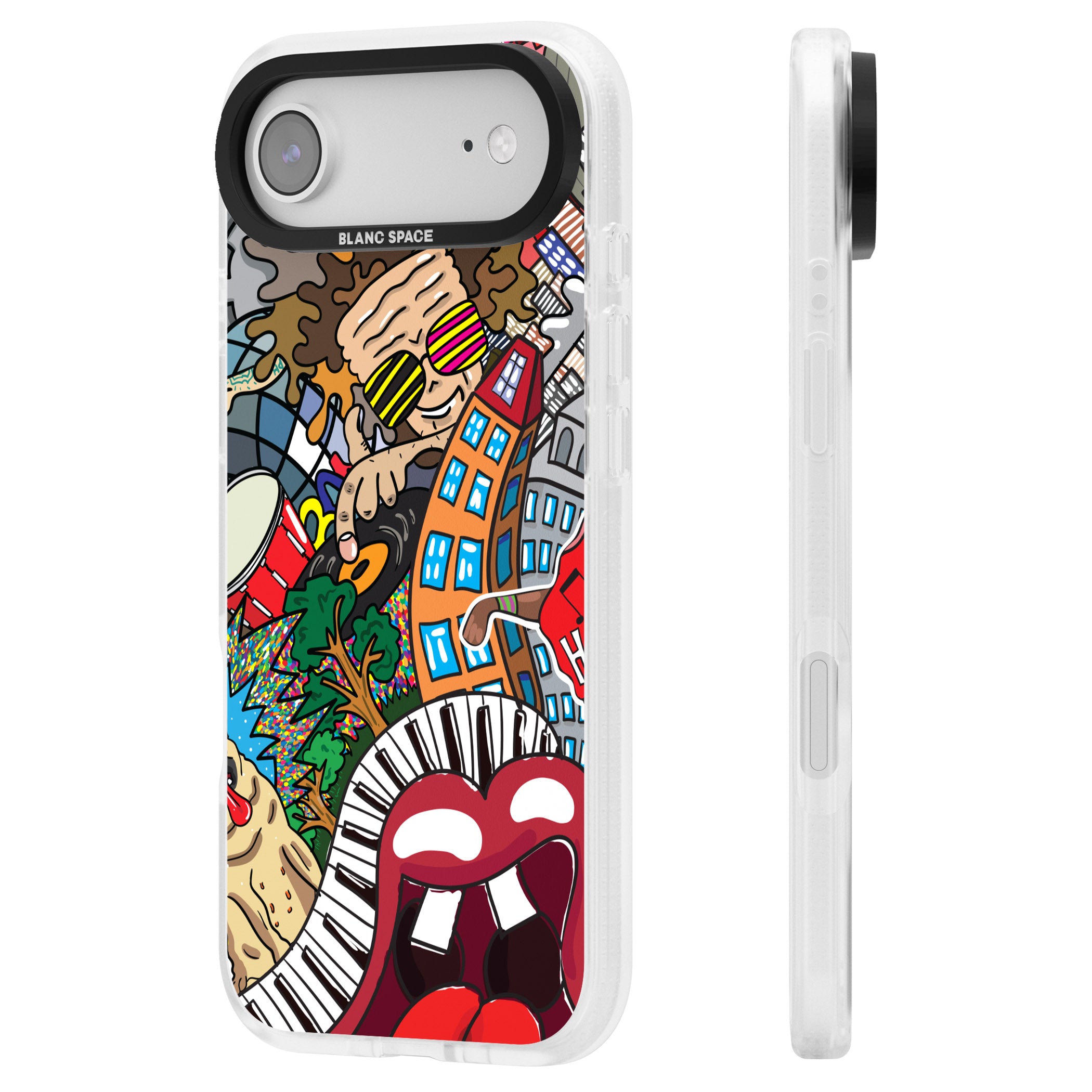 Funky Music City iPhone 17 Air Impact Air Clear Phone Case Side Profile