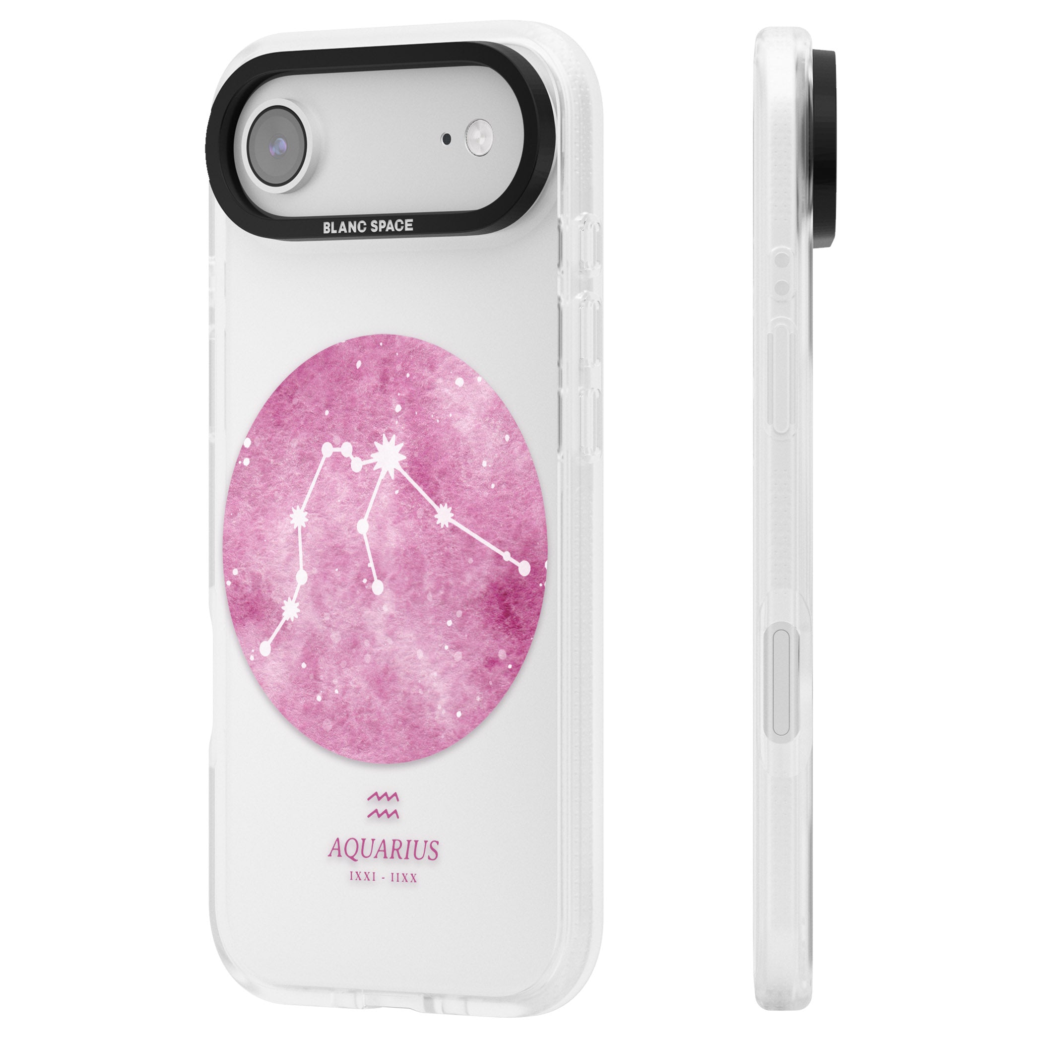Aquarius Zodiac iPhone 17 Air Impact Air Clear Phone Case Side Profile