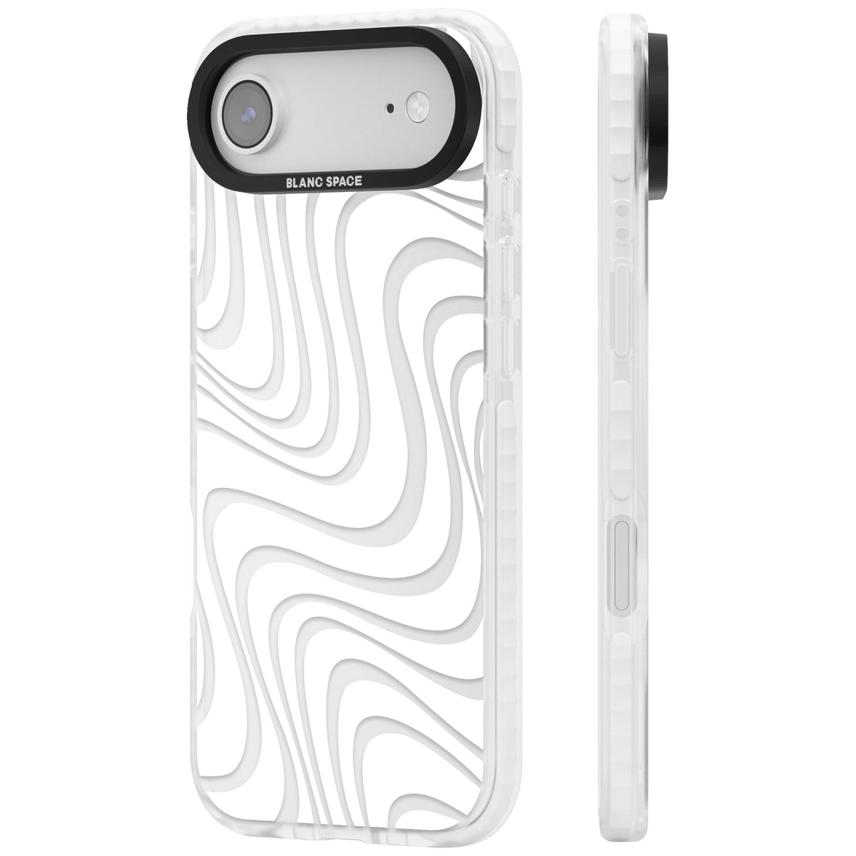 White Abstract Waves iPhone Air Impact Clear Phone Case side