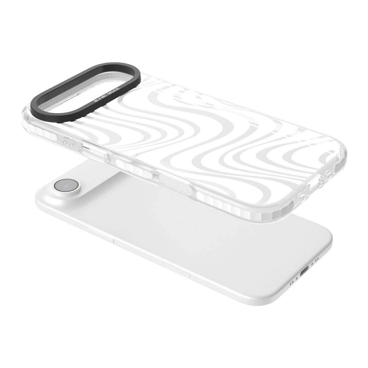 White Abstract Waves iPhone Air Impact Clear Phone Case angled