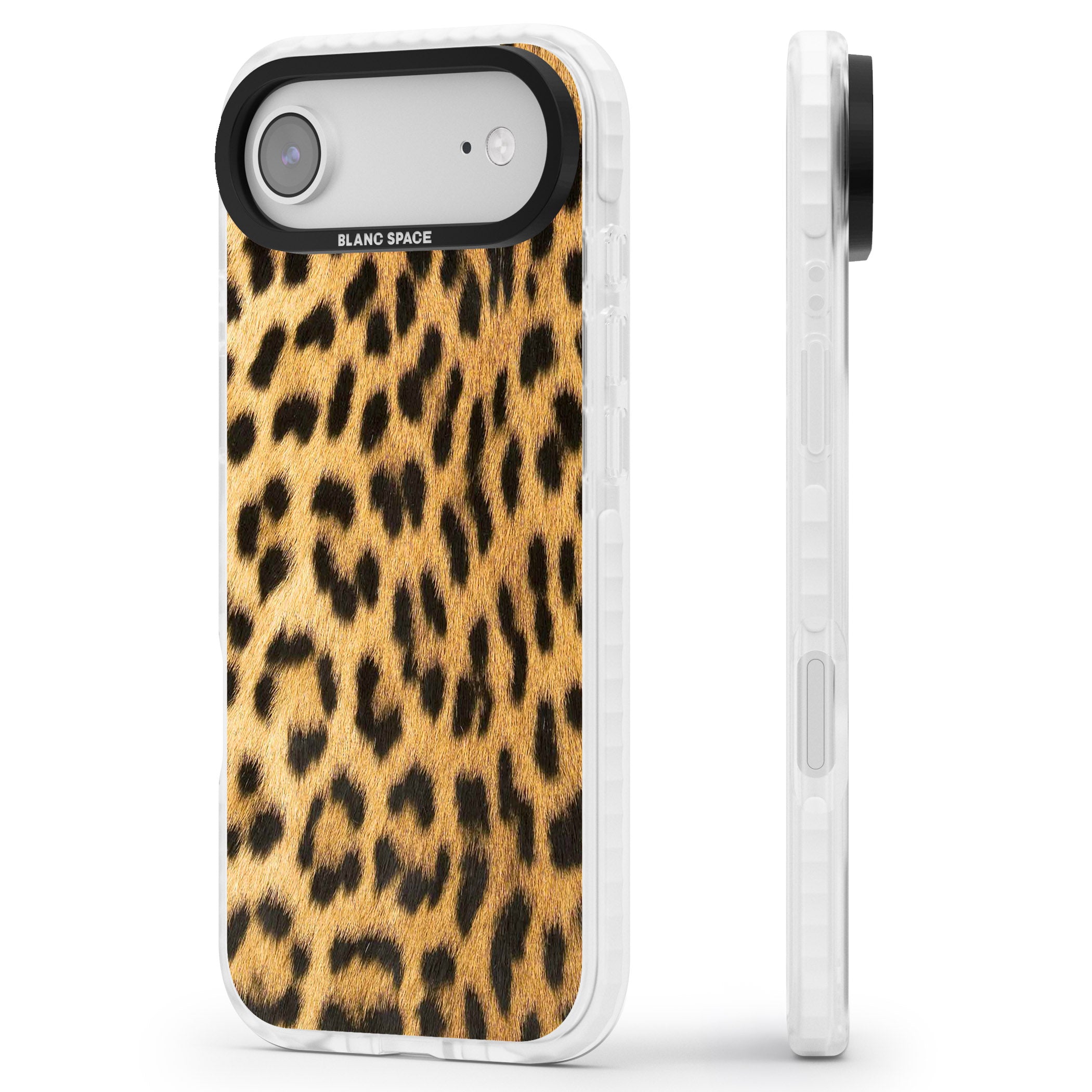 Designer Fashion Gold Leopard Print iPhone 17 Air Impact Clear Phone Case Side Profile