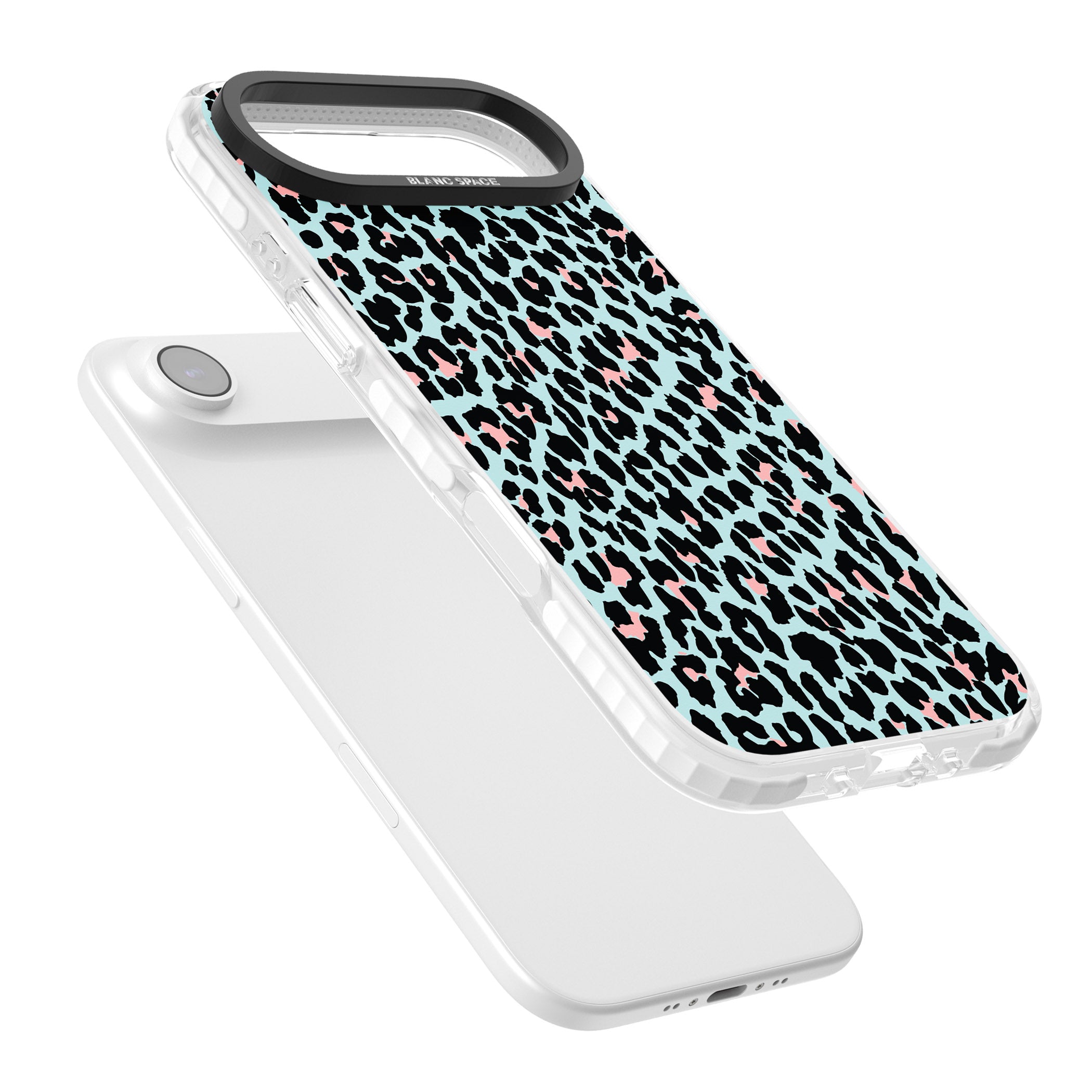 Pastel Blue & Pink Leopard Print iPhone 17 Air Impact Clear Phone Case Colours