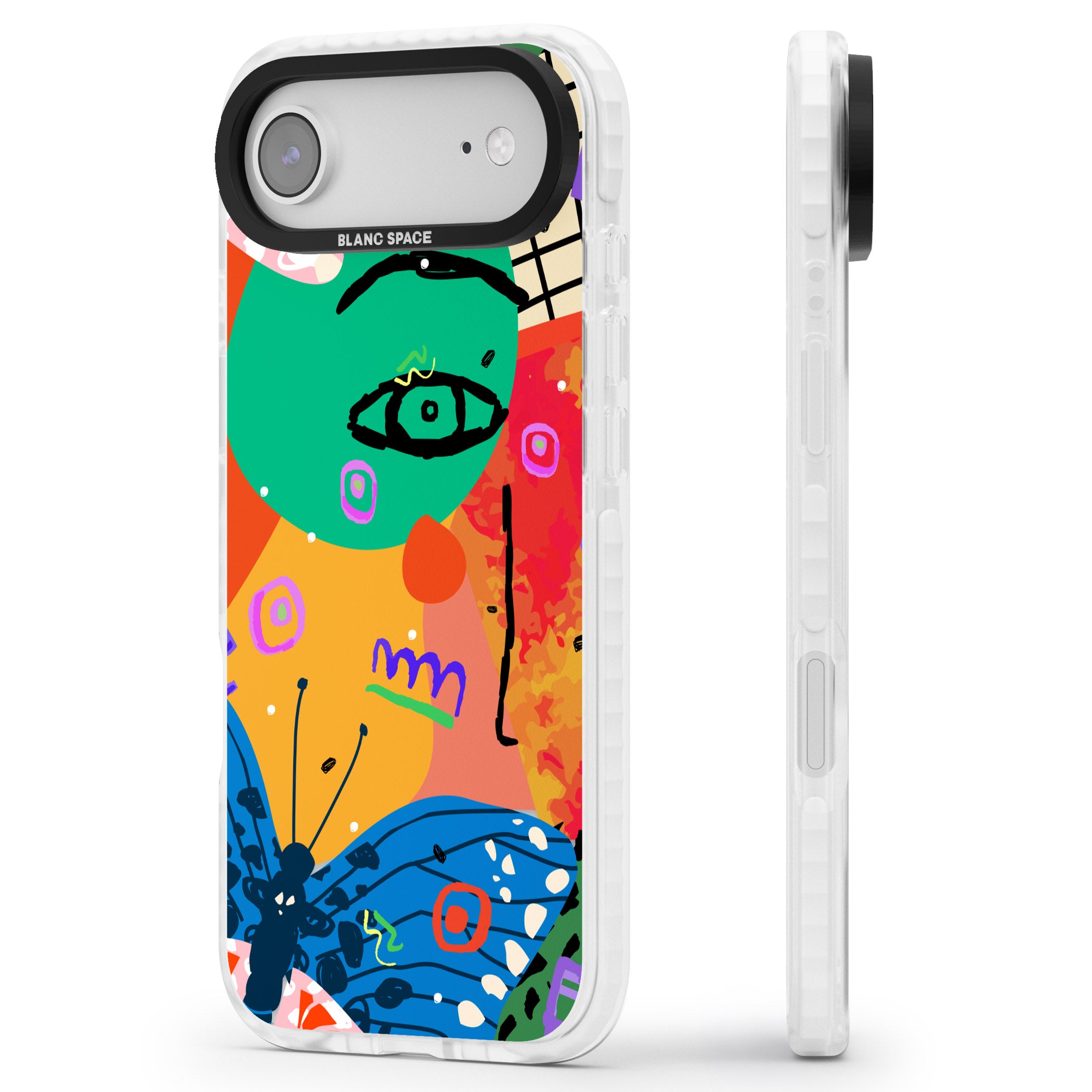 Abstract Butterfly iPhone 17 Air Impact Clear Phone Case Side Profile