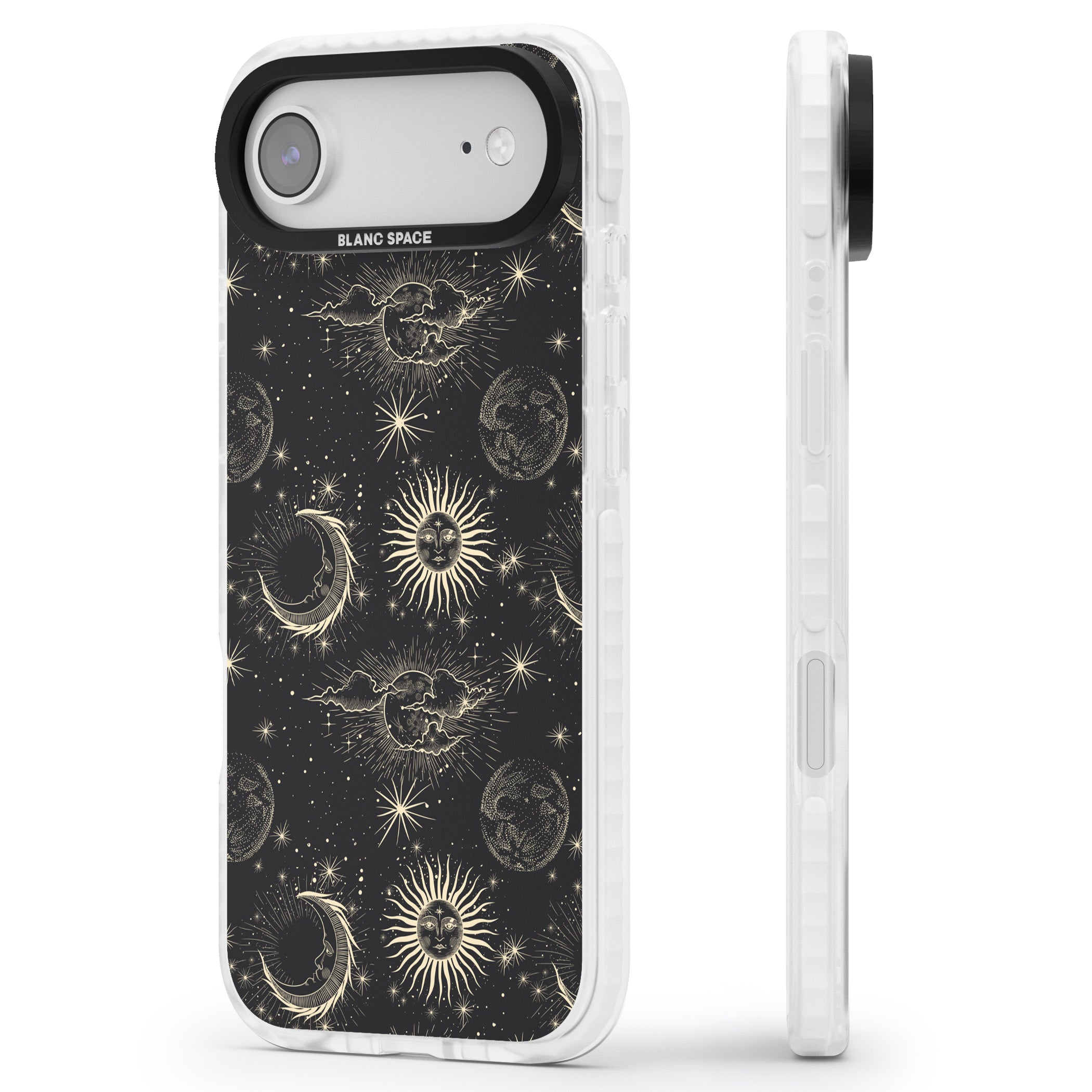 Suns & Moons Celestial Night iPhone 17 Air Impact Clear Phone Case Side Profile
