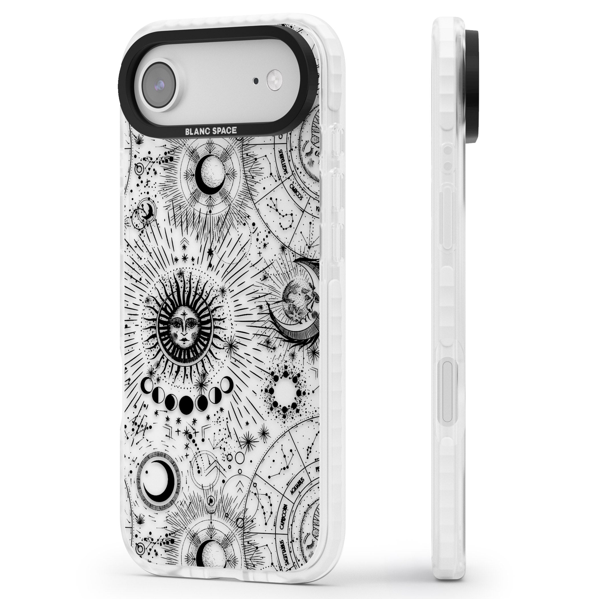 Suns & Zodiac Solar Chart iPhone 17 Air Impact Clear Phone Case Side Profile