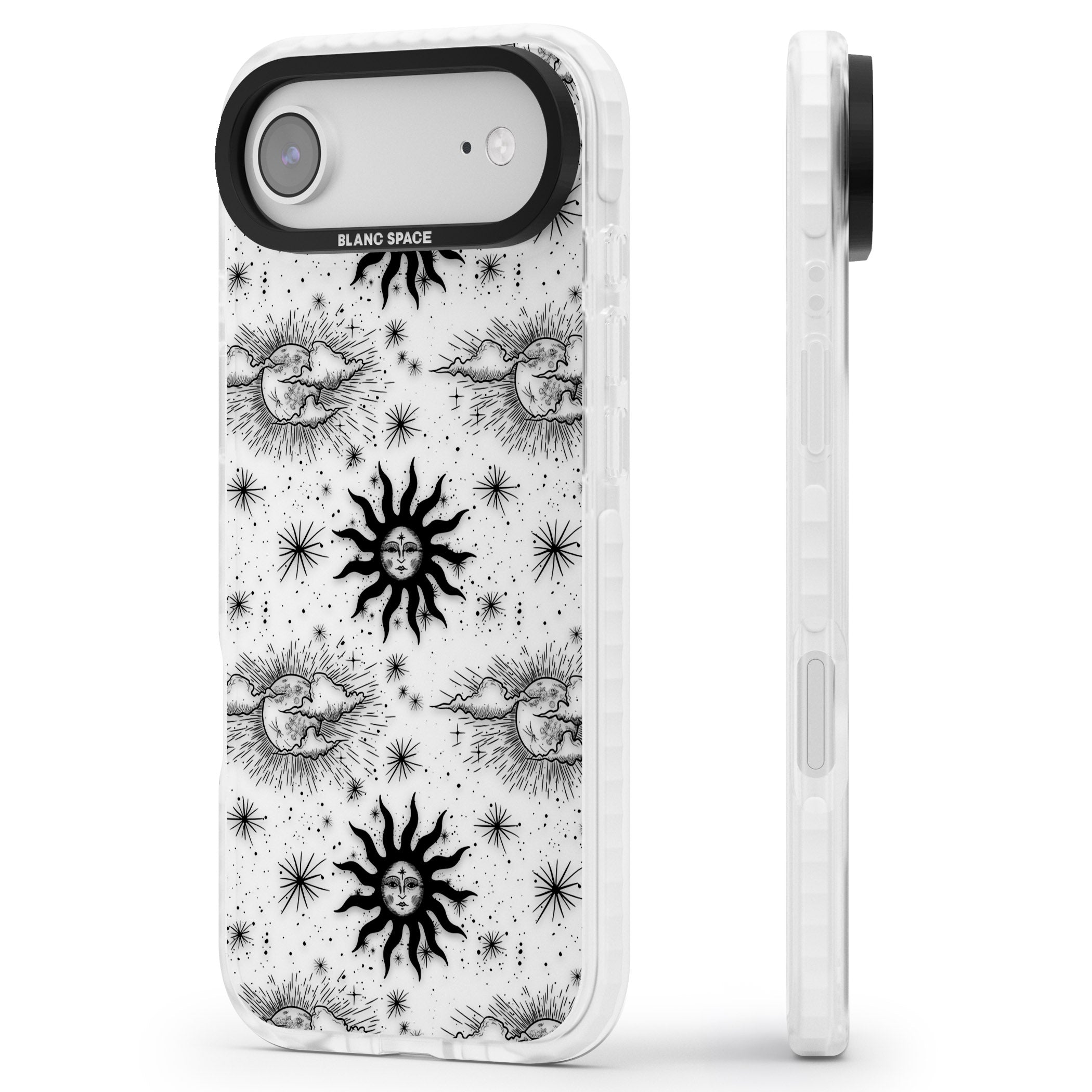 Vintage Sun & Moon iPhone 17 Air Impact Clear Phone Case Side Profile