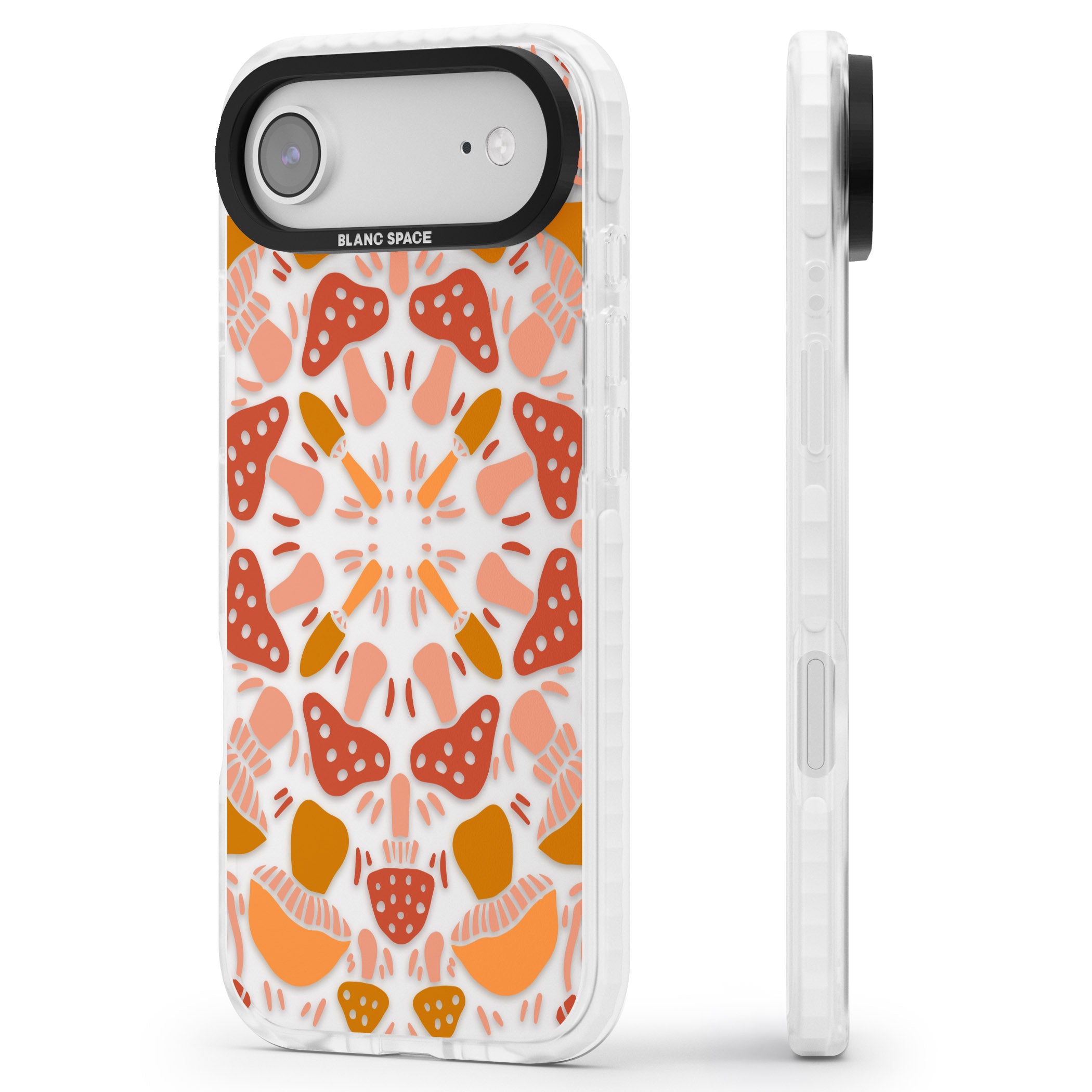 Mushroom Medley iPhone 17 Air Impact Clear Phone Case Side Profile