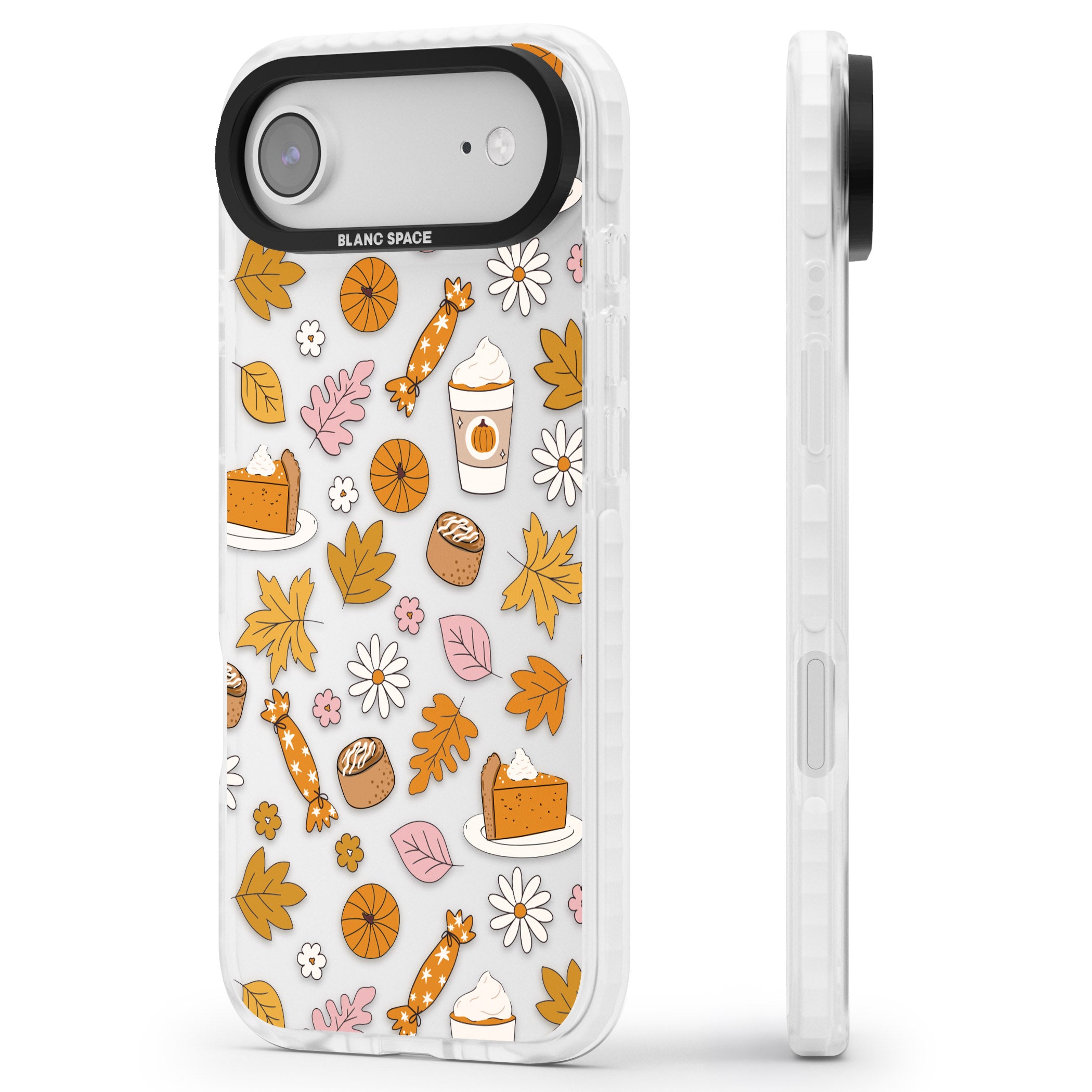 Pumpkin Spice iPhone 17 Air Impact Clear Phone Case Side Profile
