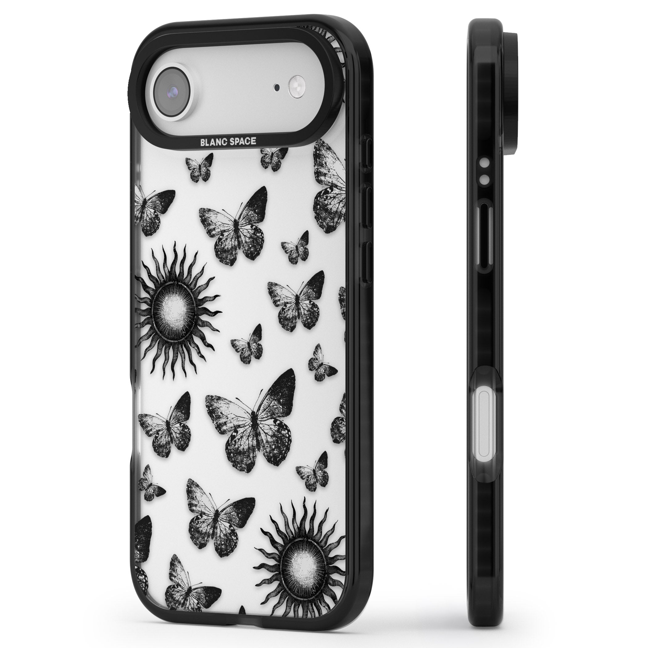 Butterflies Suns iPhone 17 Air Impact Black Phone Case Side Profile