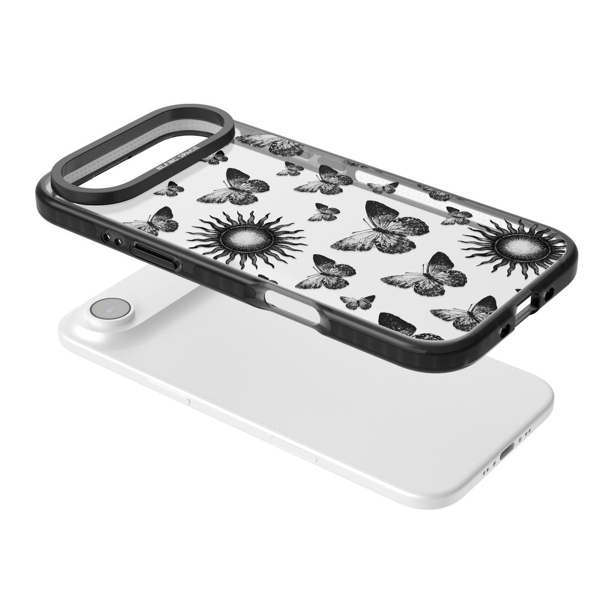Butterflies Suns iPhone Air Impact Black Phone Case angled