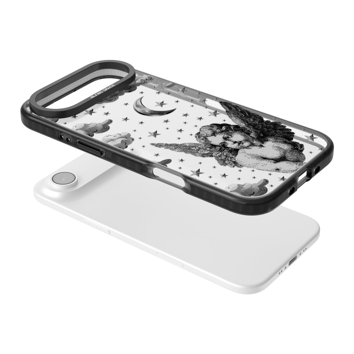 Celestial Cherub iPhone Air Impact Black Phone Case angled