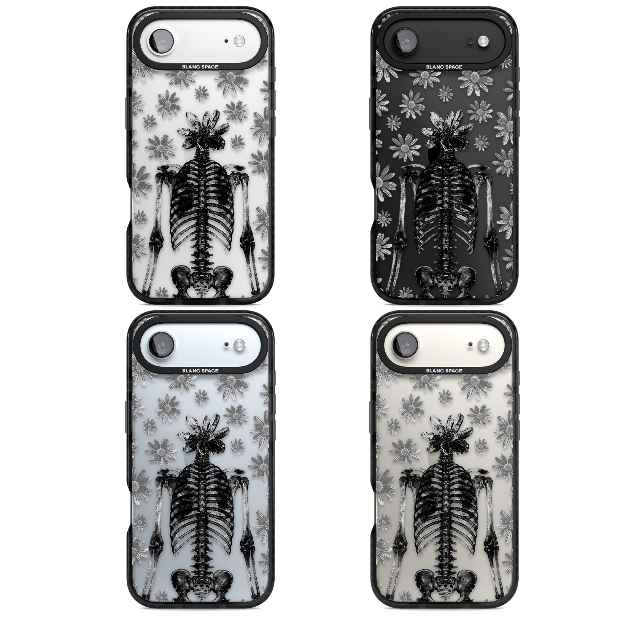 Skeleton Flower iPhone 17 Air Impact Black Phone Case APT Impact Protection